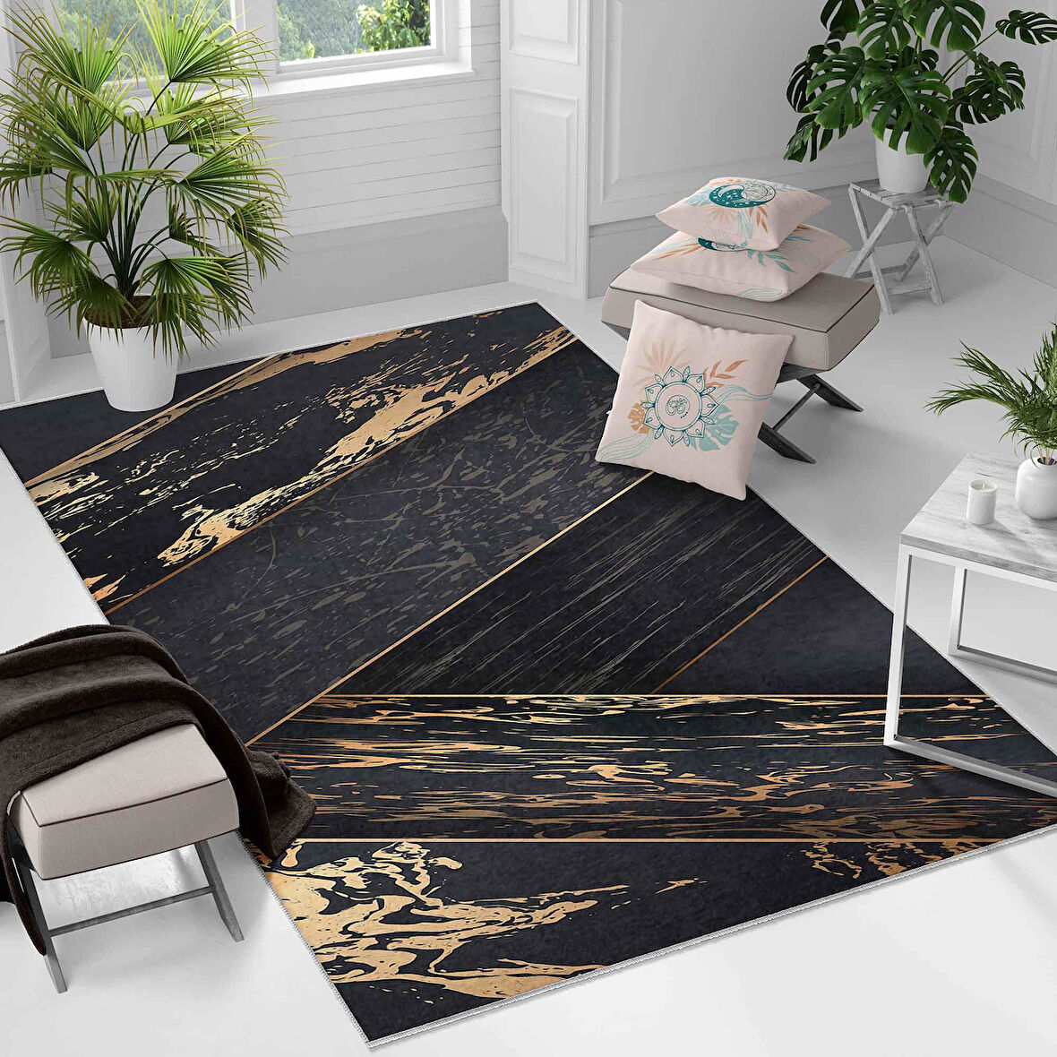 Kaymaz Taban Yıkanabilir Halı – Mutfak, Salon, Yatak Odası için Modern Dijital Baskı Halı