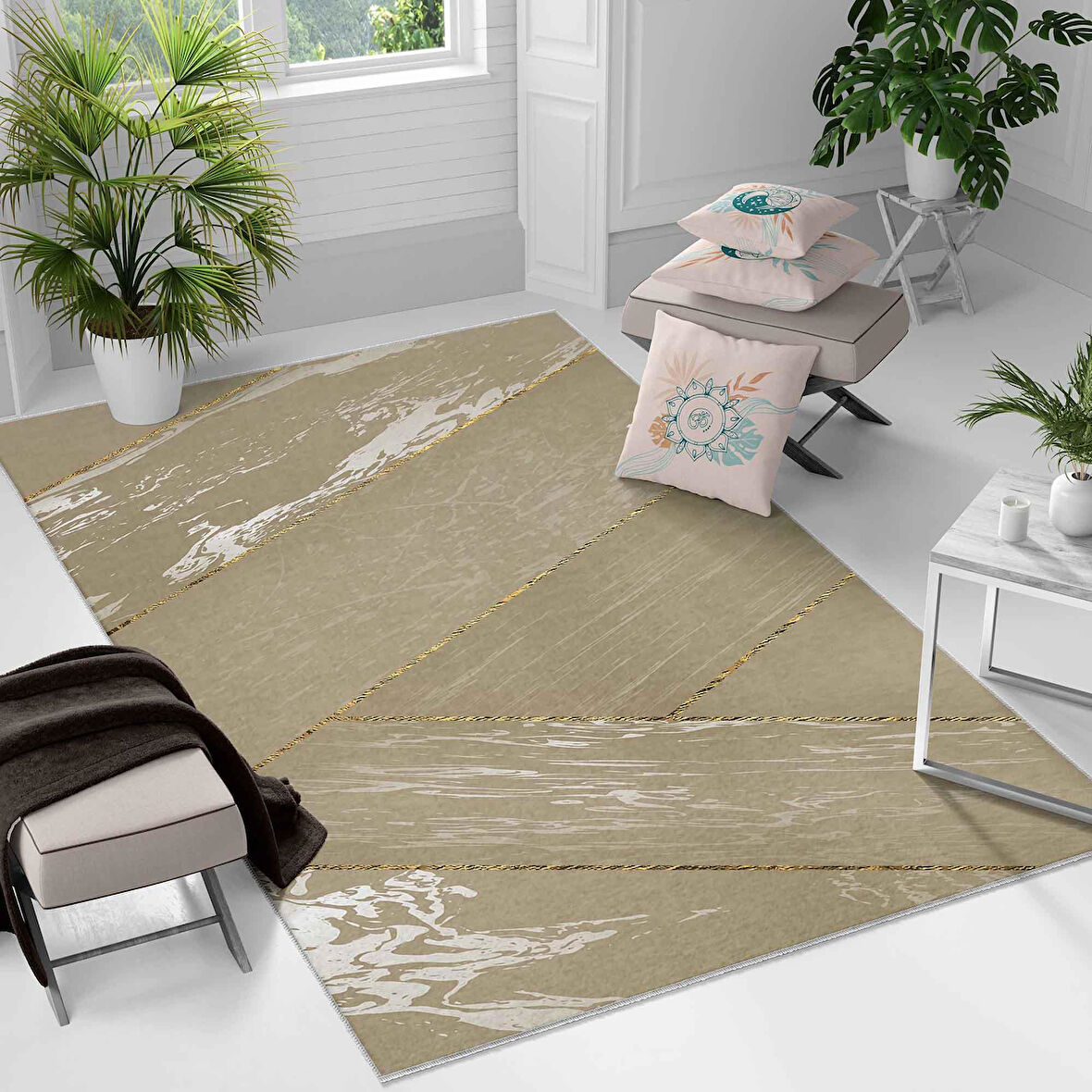 Kaymaz Taban Yıkanabilir Halı – Mutfak, Salon, Yatak Odası için Modern Dijital Baskı Halı