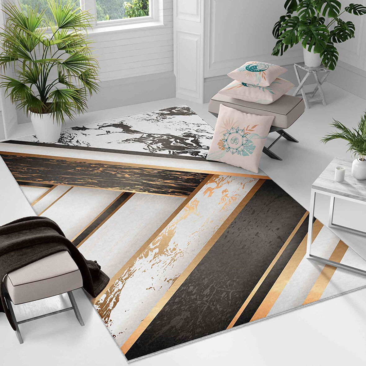 Kaymaz Taban Yıkanabilir Halı – Mutfak, Salon, Yatak Odası için Modern Dijital Baskı Halı