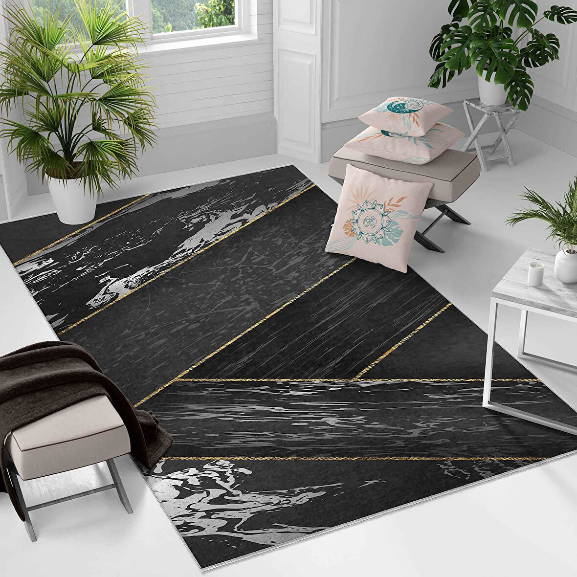 Kaymaz Taban Yıkanabilir Halı – Mutfak, Salon, Yatak Odası için Modern Dijital Baskı Halı