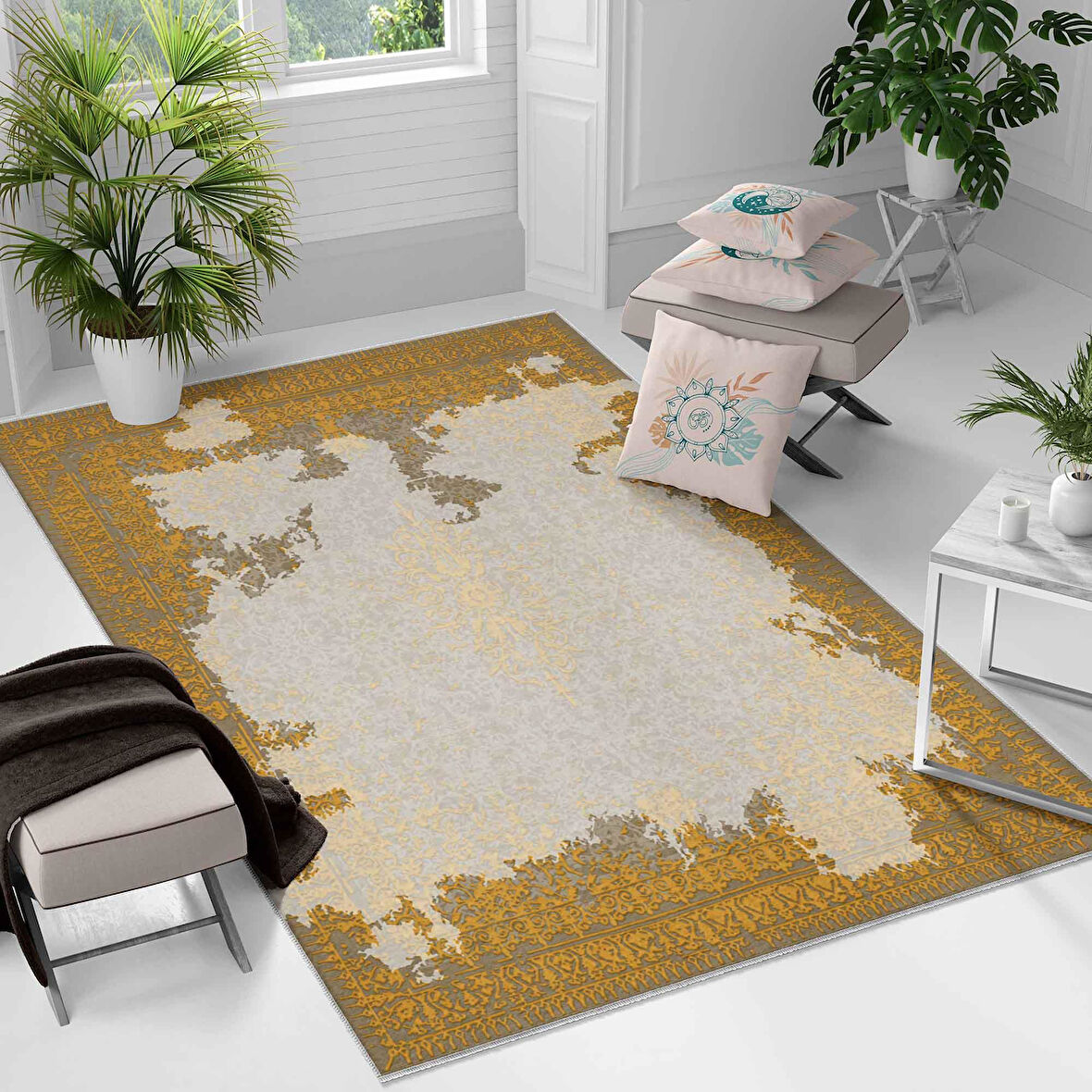 Kaymaz Taban Yıkanabilir Halı – Mutfak, Salon, Yatak Odası için Modern Dijital Baskı Halı