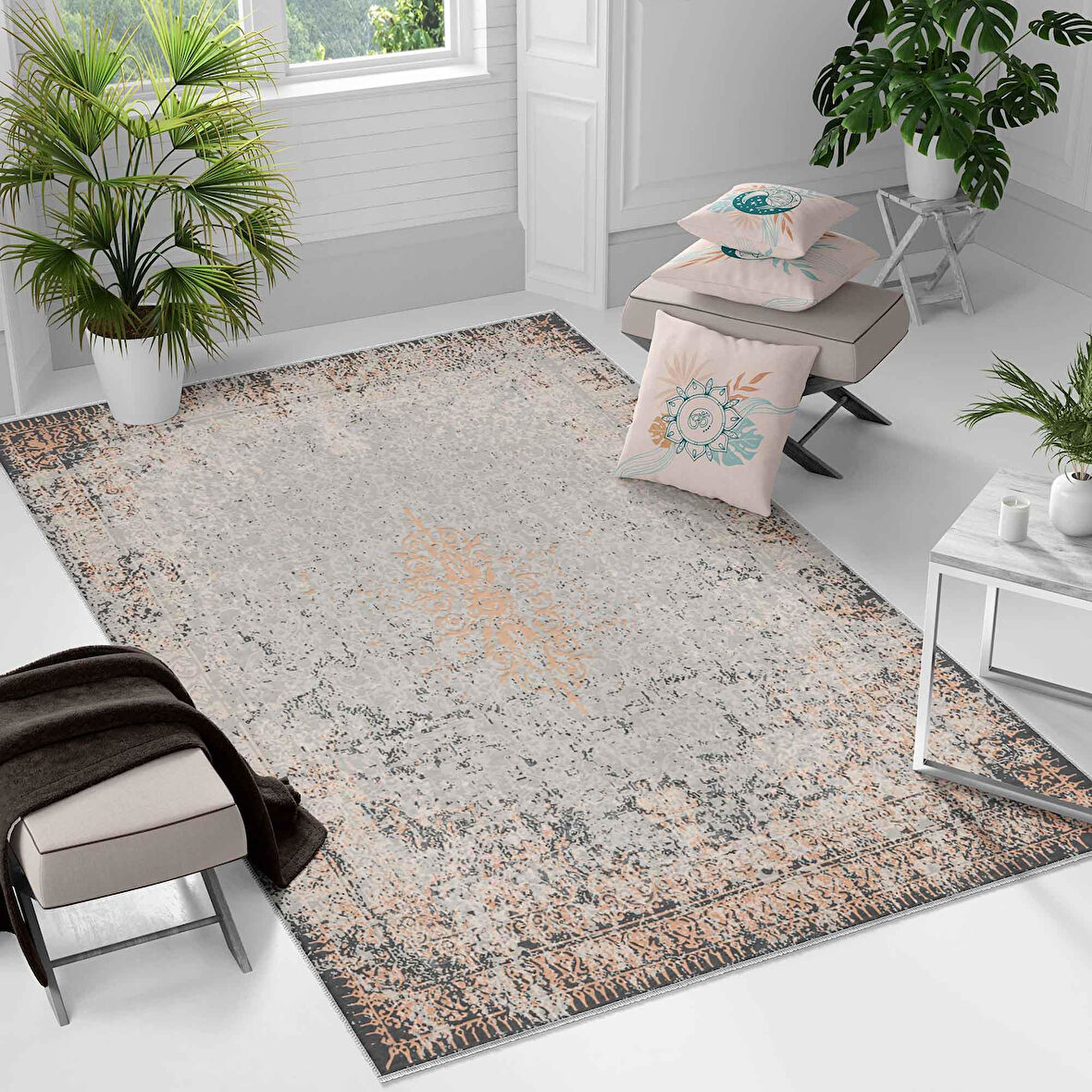 Kaymaz Taban Yıkanabilir Halı – Mutfak, Salon, Yatak Odası için Modern Dijital Baskı Halı