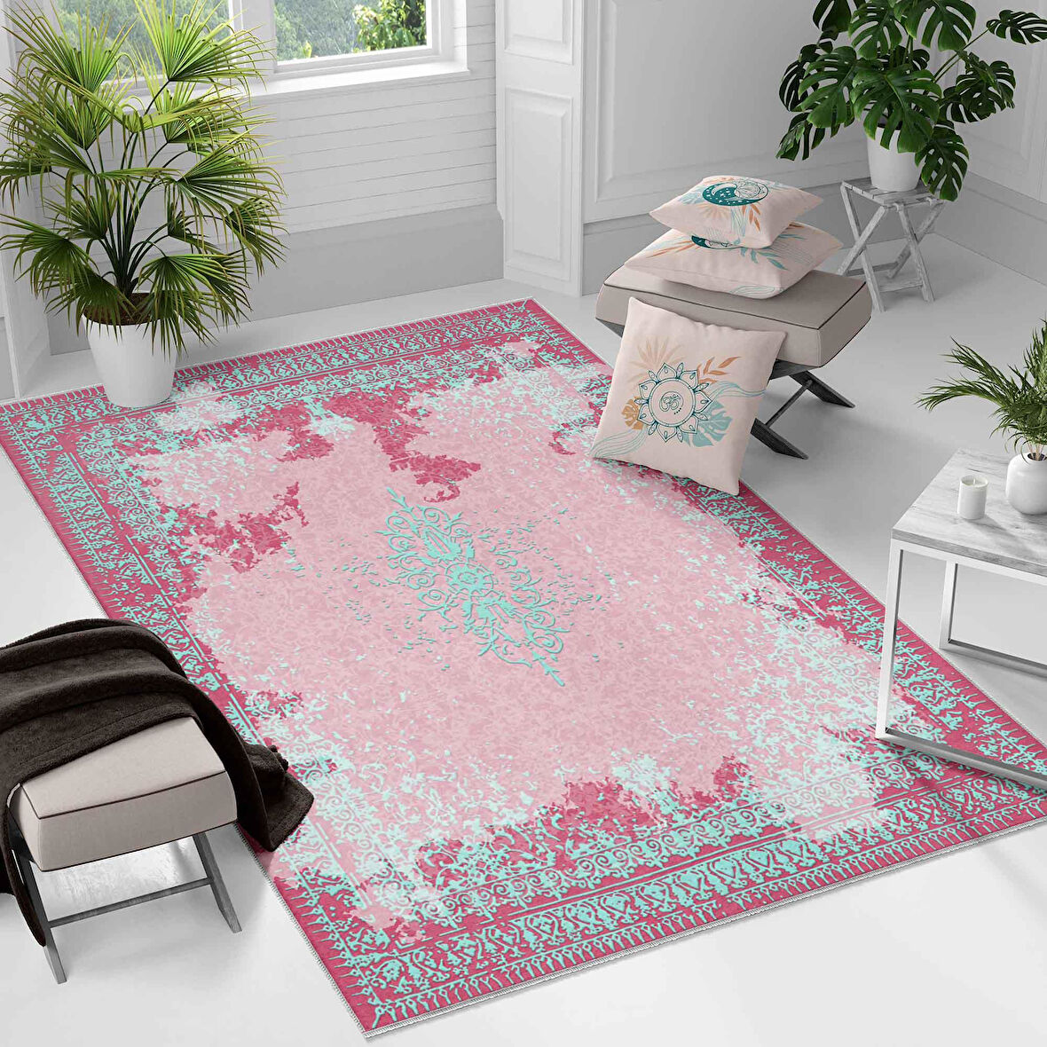 Kaymaz Taban Yıkanabilir Halı – Mutfak, Salon, Yatak Odası için Modern Dijital Baskı Halı