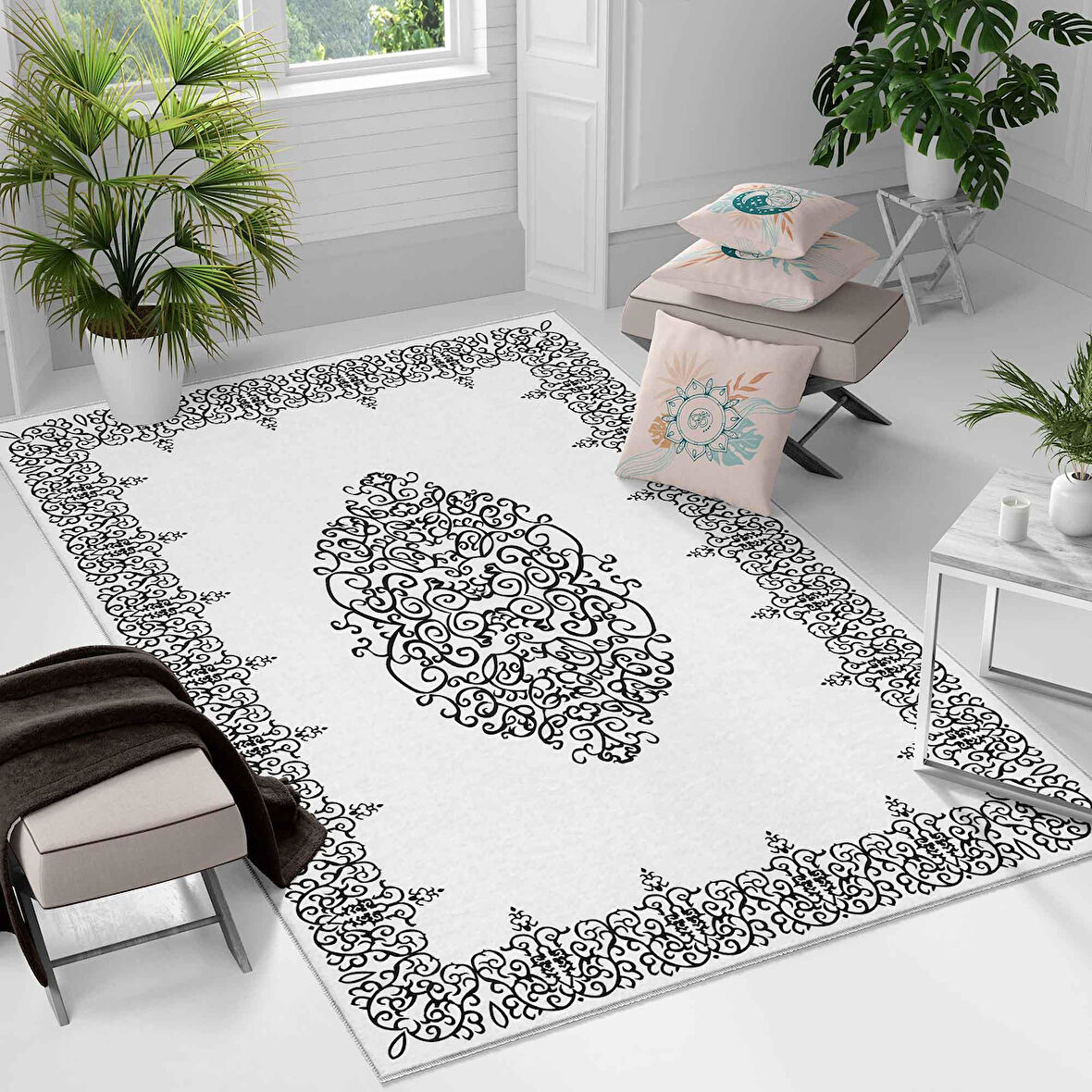 Kaymaz Taban Yıkanabilir Halı – Mutfak, Salon, Yatak Odası için Modern Dijital Baskı Halı