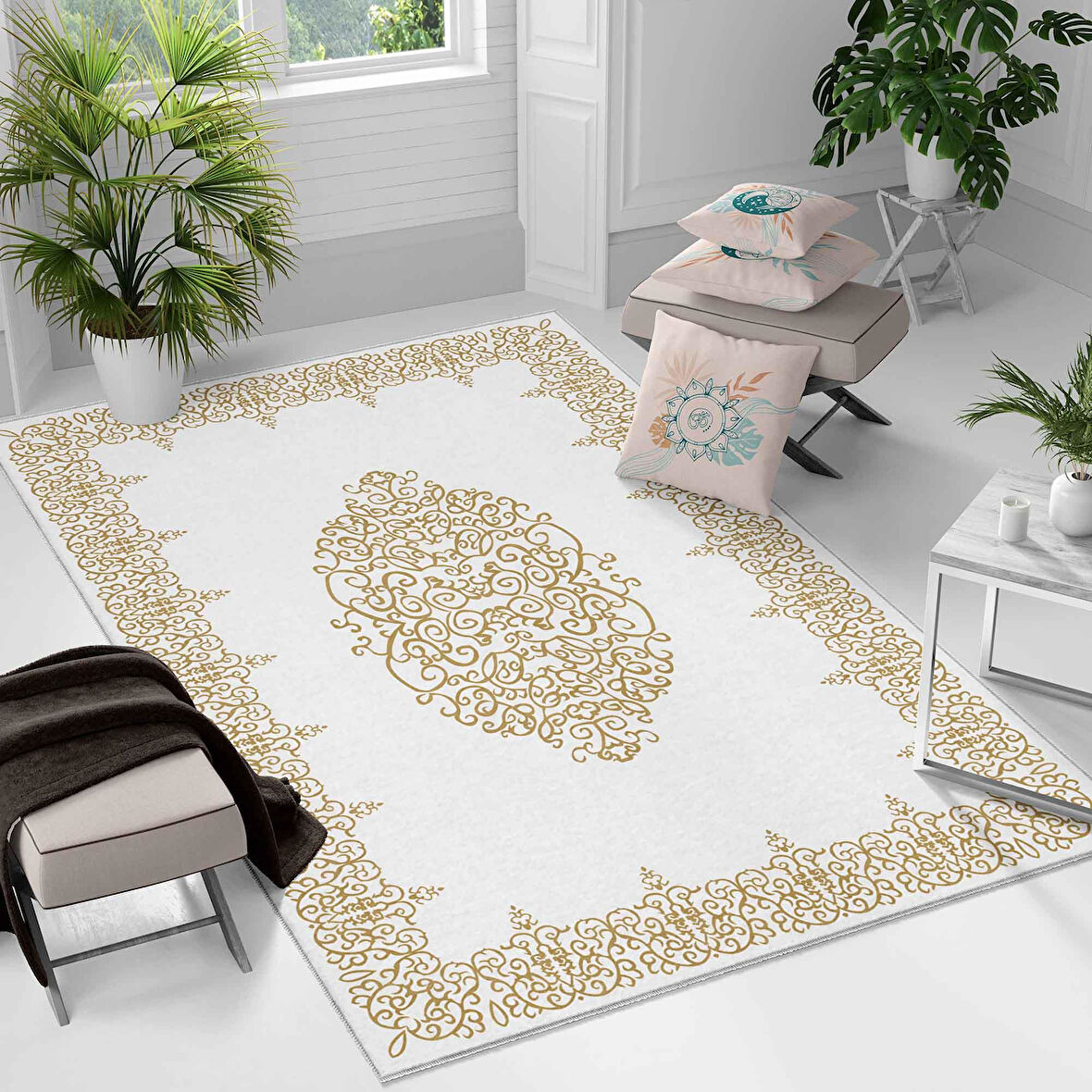 Kaymaz Taban Yıkanabilir Halı – Mutfak, Salon, Yatak Odası için Modern Dijital Baskı Halı