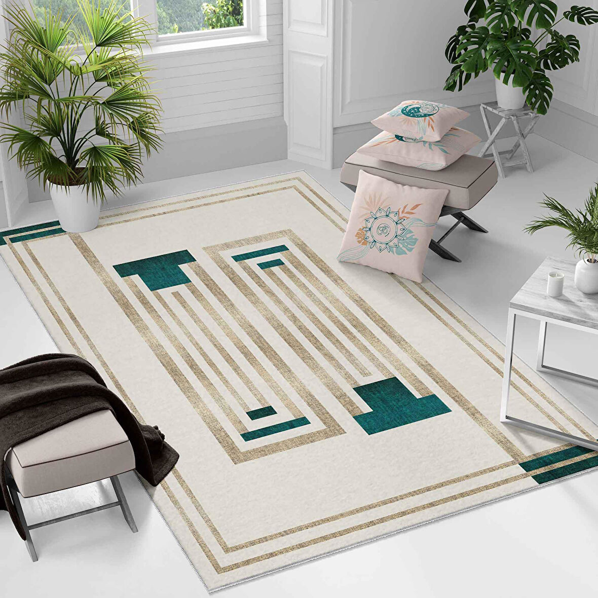 Kaymaz Taban Yıkanabilir Halı – Mutfak, Salon, Yatak Odası için Modern Dijital Baskı Halı