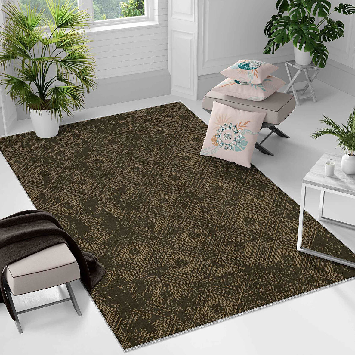 Kaymaz Taban Yıkanabilir Halı – Mutfak, Salon, Yatak Odası için Modern Dijital Baskı Halı