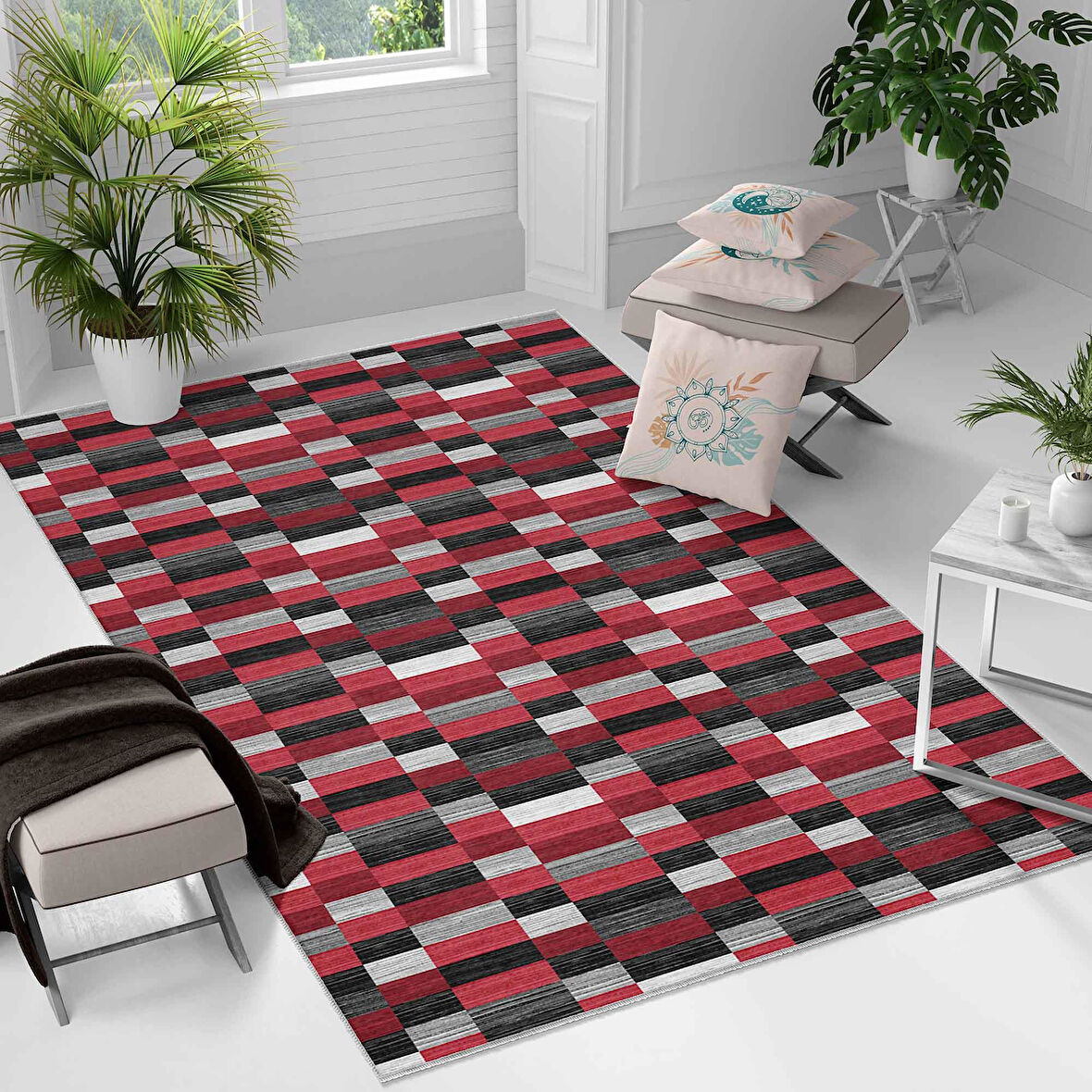 Kaymaz Taban Yıkanabilir Halı – Mutfak, Salon, Yatak Odası için Modern Dijital Baskı Halı (SLNHAL160)