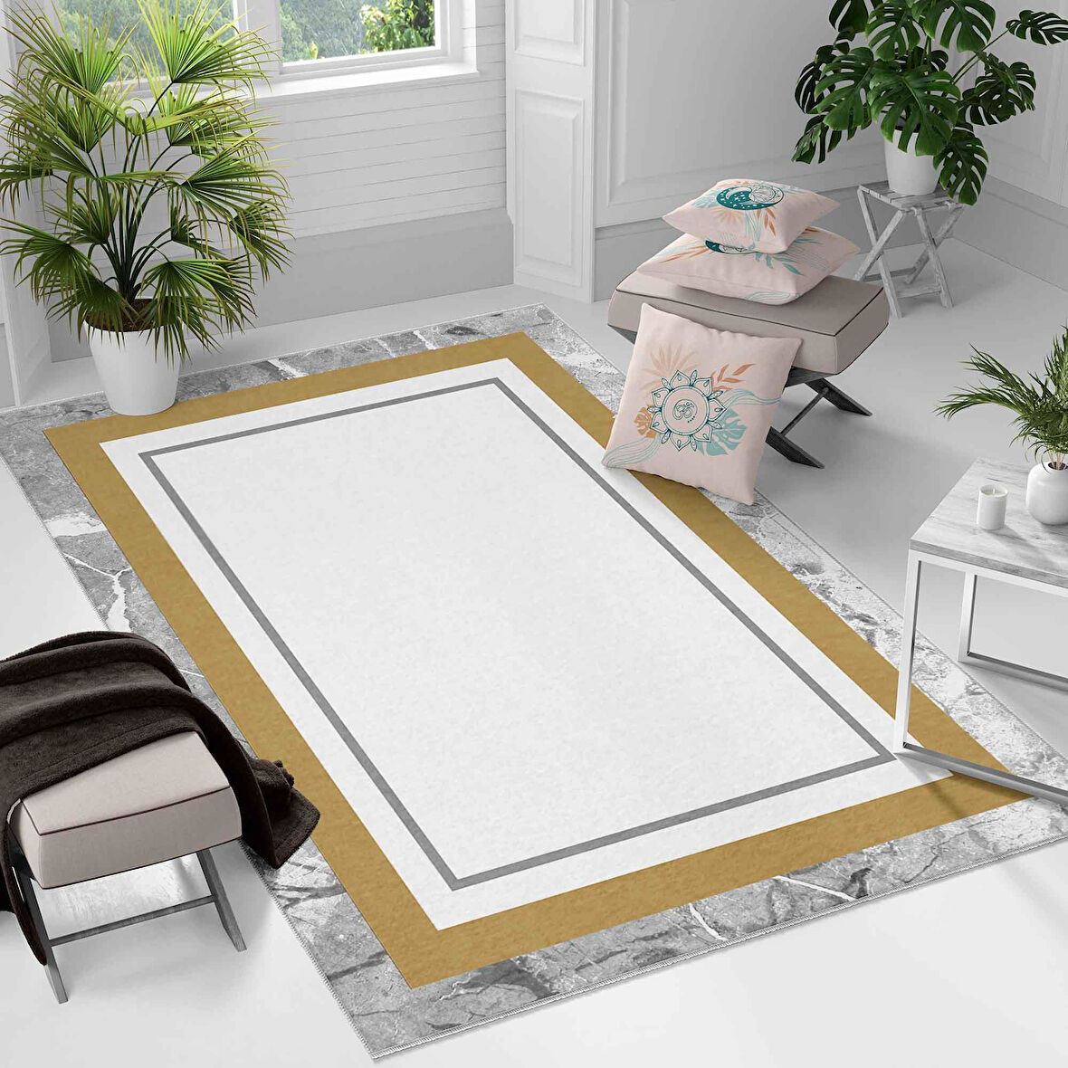 Kaymaz Taban Yıkanabilir Halı – Mutfak, Salon, Yatak Odası için Modern Dijital Baskı Halı