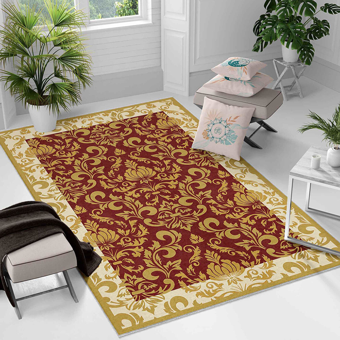 Kaymaz Taban Yıkanabilir Halı – Mutfak, Salon, Yatak Odası için Modern Dijital Baskı Halı (SLNHAL162)