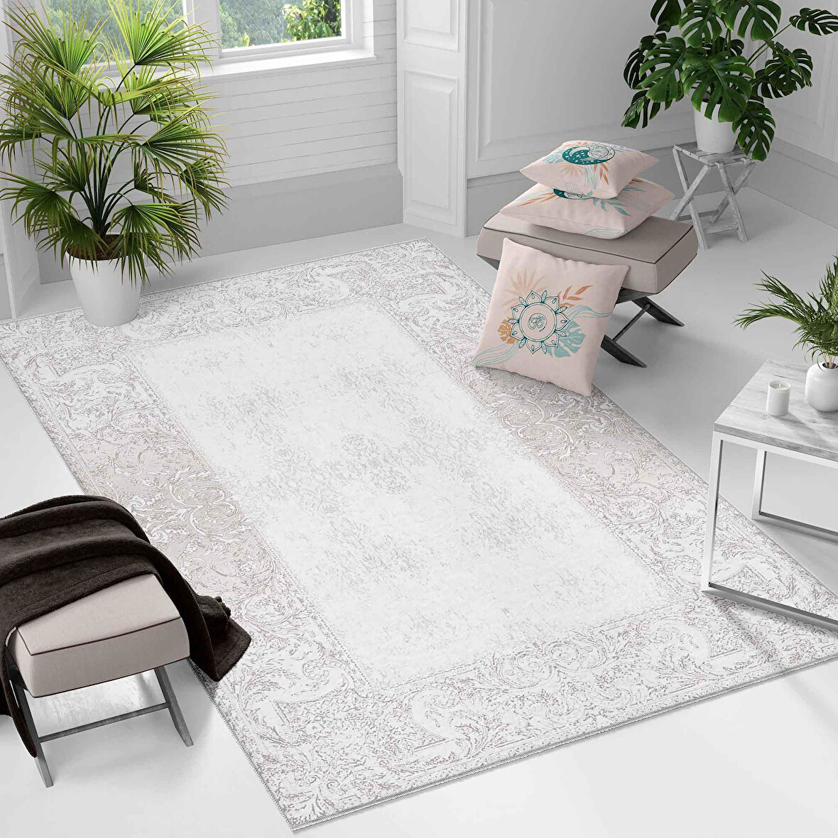 Kaymaz Taban Yıkanabilir Halı – Mutfak, Salon, Yatak Odası için Modern Dijital Baskı Halı (SLNHAL163)