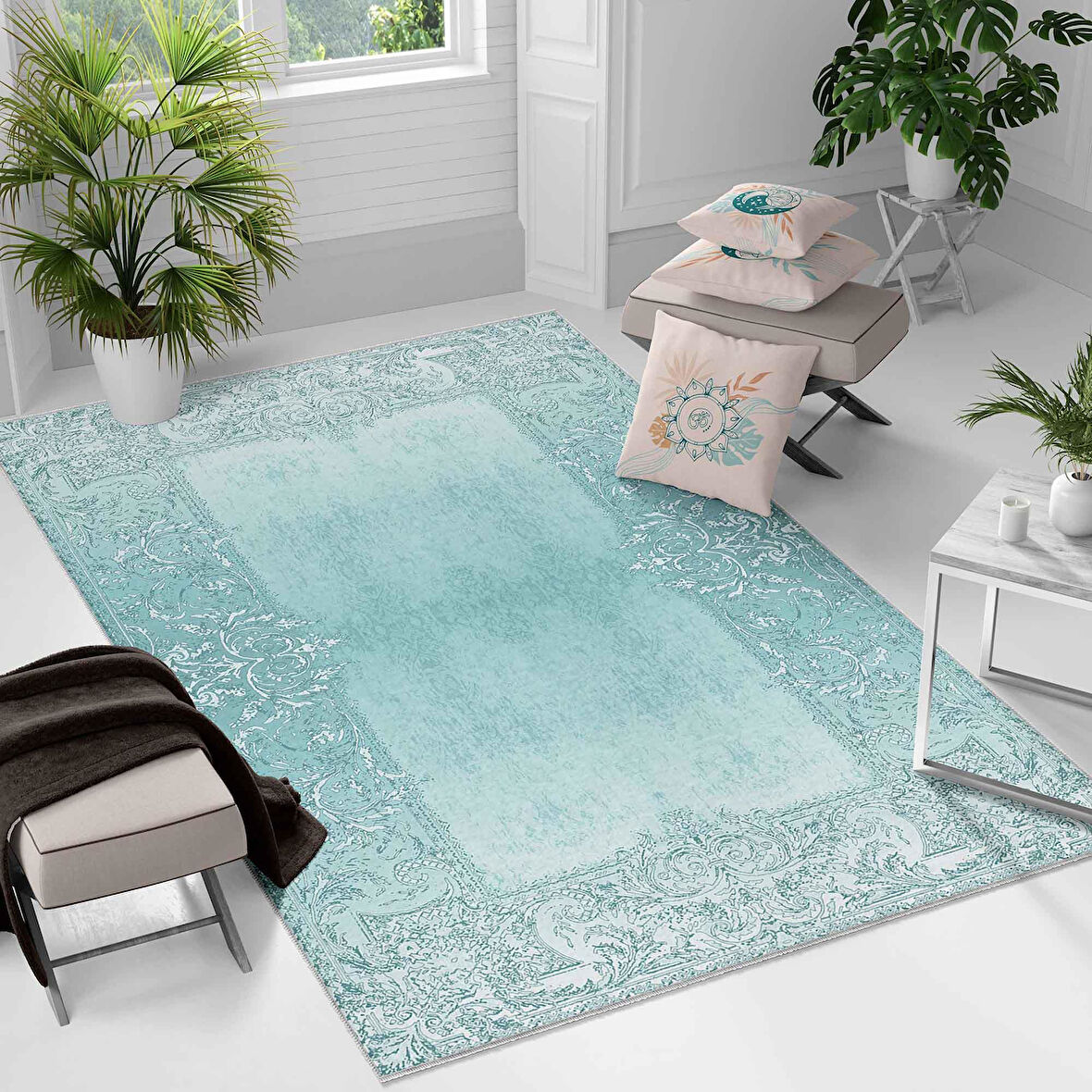 Kaymaz Taban Yıkanabilir Halı – Mutfak, Salon, Yatak Odası için Modern Dijital Baskı Halı