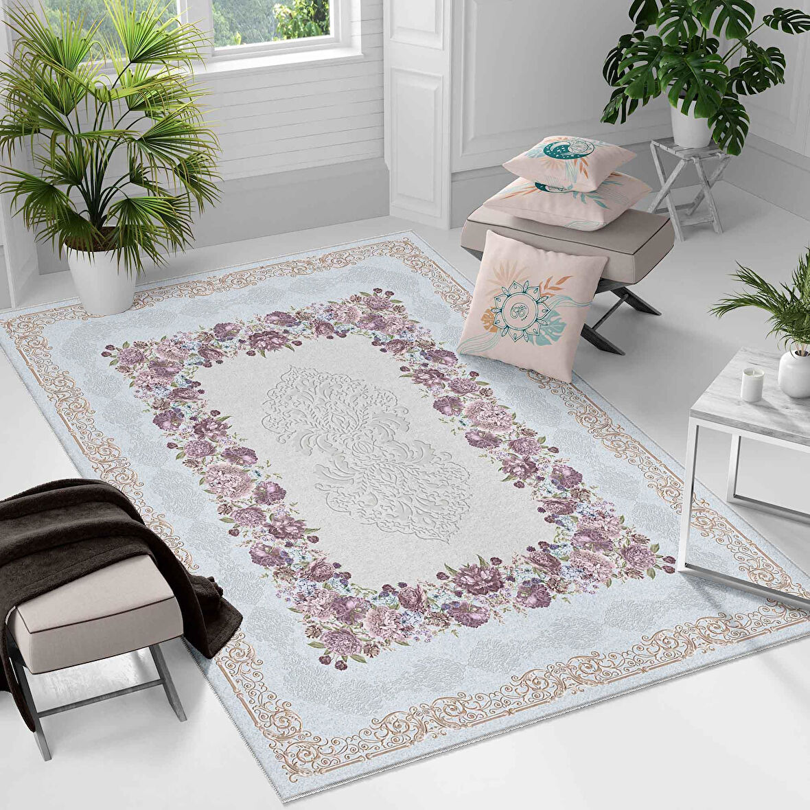 Kaymaz Taban Yıkanabilir Halı – Mutfak, Salon, Yatak Odası için Modern Dijital Baskı Halı