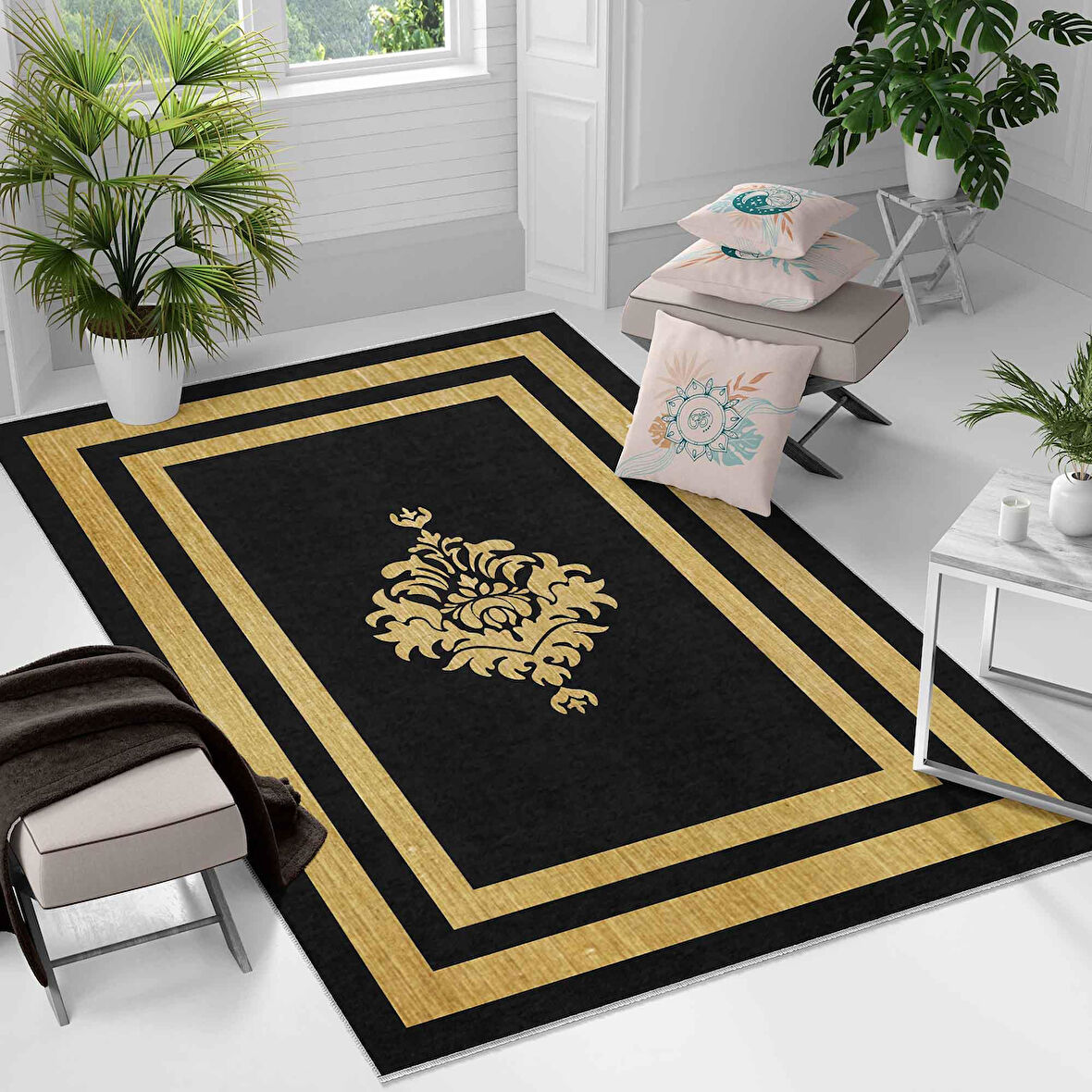 Kaymaz Taban Yıkanabilir Halı – Mutfak, Salon, Yatak Odası için Modern Dijital Baskı Halı (SLNHAL166)