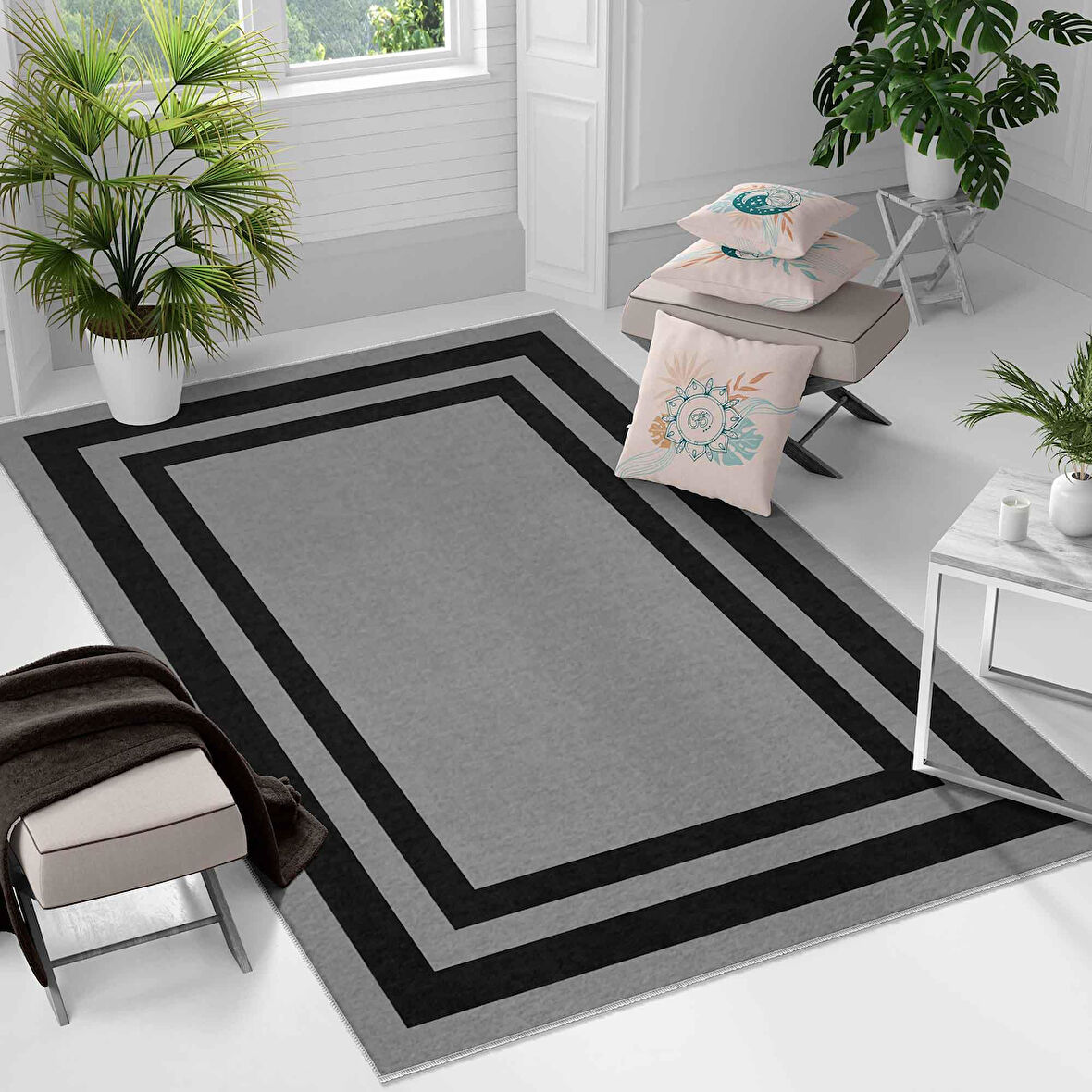 Kaymaz Taban Yıkanabilir Halı – Mutfak, Salon, Yatak Odası için Modern Dijital Baskı Halı