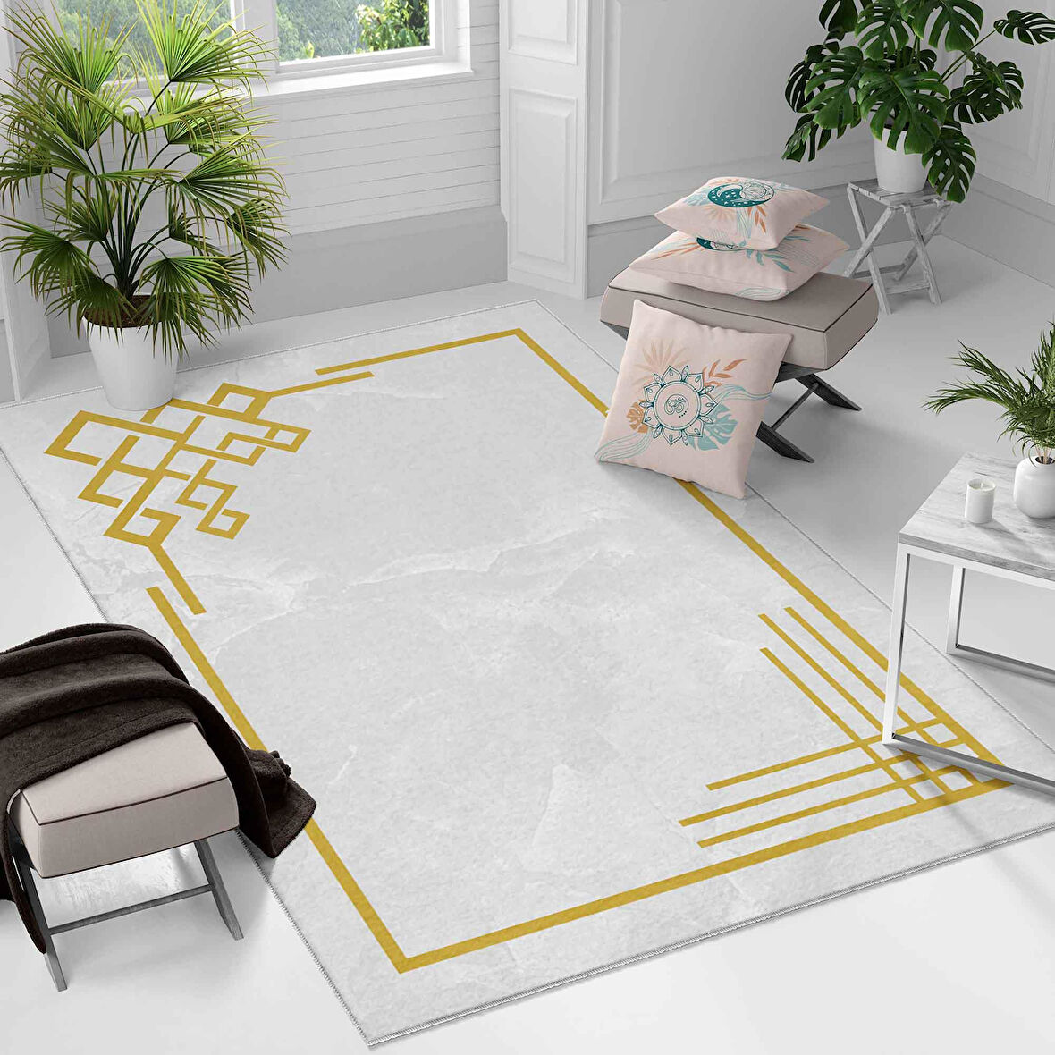 Kaymaz Taban Yıkanabilir Halı – Mutfak, Salon, Yatak Odası için Modern Dijital Baskı Halı