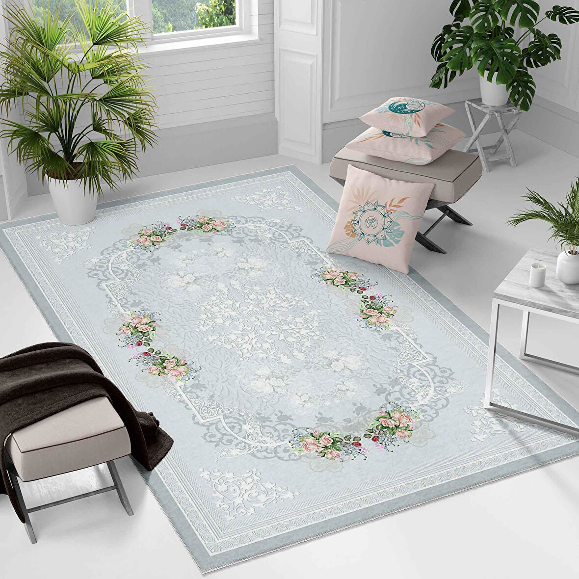 Kaymaz Taban Yıkanabilir Halı – Mutfak, Salon, Yatak Odası için Modern Dijital Baskı Halı (SLNHAL171)