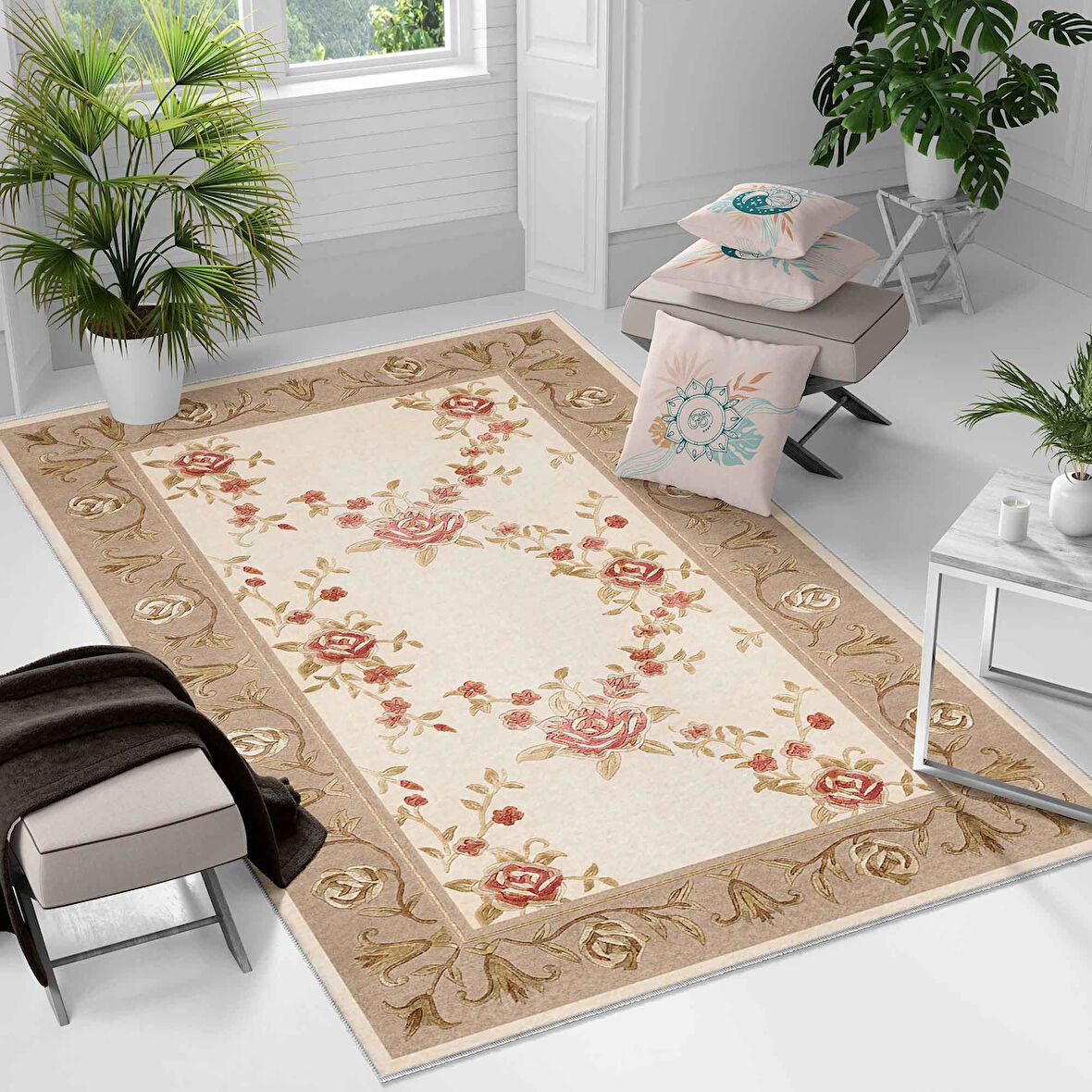 Kaymaz Taban Yıkanabilir Halı – Mutfak, Salon, Yatak Odası için Modern Dijital Baskı Halı (SLNHAL174)