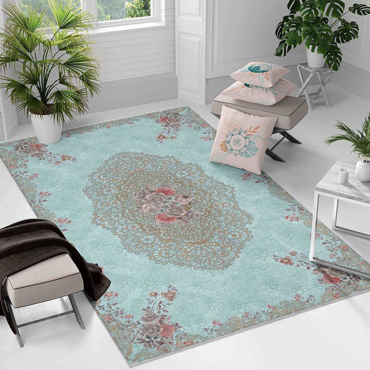 Kaymaz Taban Yıkanabilir Halı – Mutfak, Salon, Yatak Odası için Modern Dijital Baskı Halı