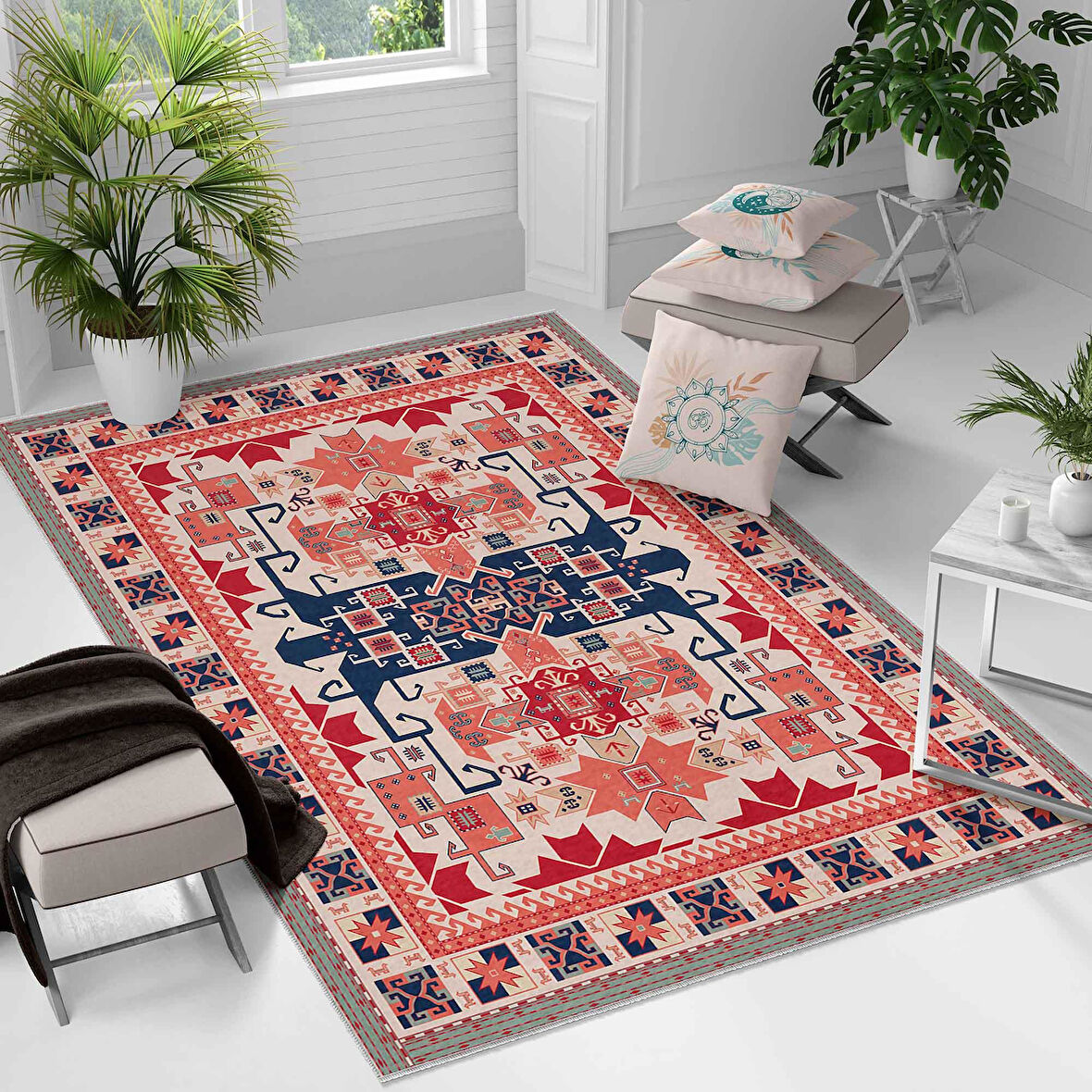 Kaymaz Taban Yıkanabilir Halı – Mutfak, Salon, Yatak Odası için Modern Dijital Baskı Halı