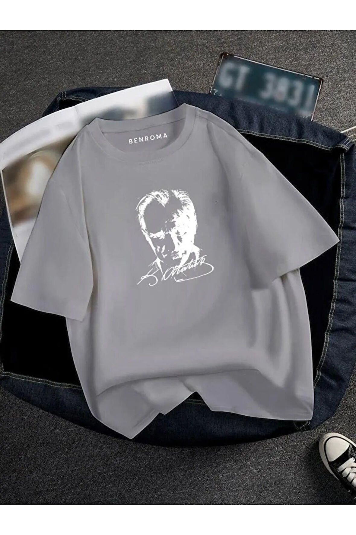 OVERSIZE ATATÜRK BASKILI UNISEX TİSORT  BASKILI