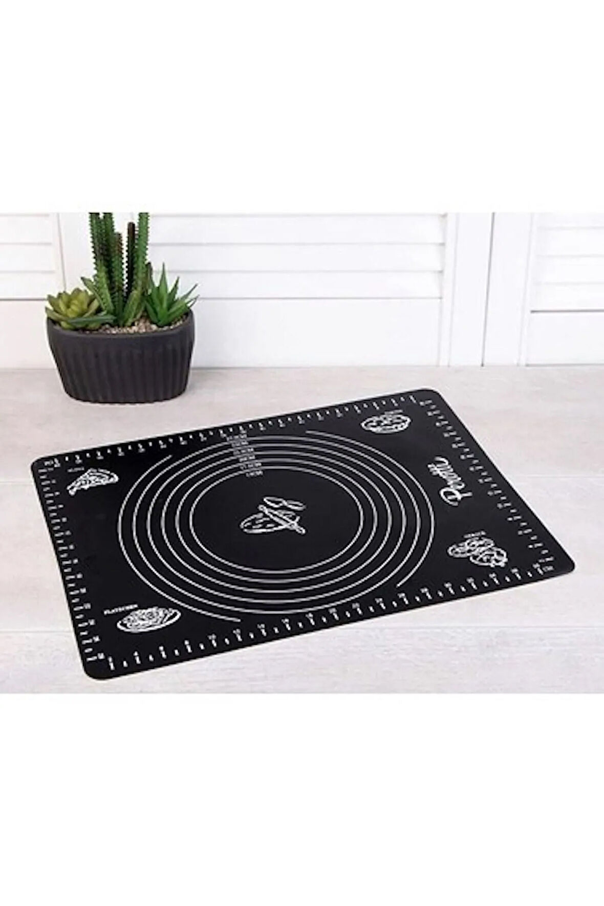 Büyük Boy Silikon Siyah Hamur Açma Matı Büyük Ölçü 45x65 Büyük