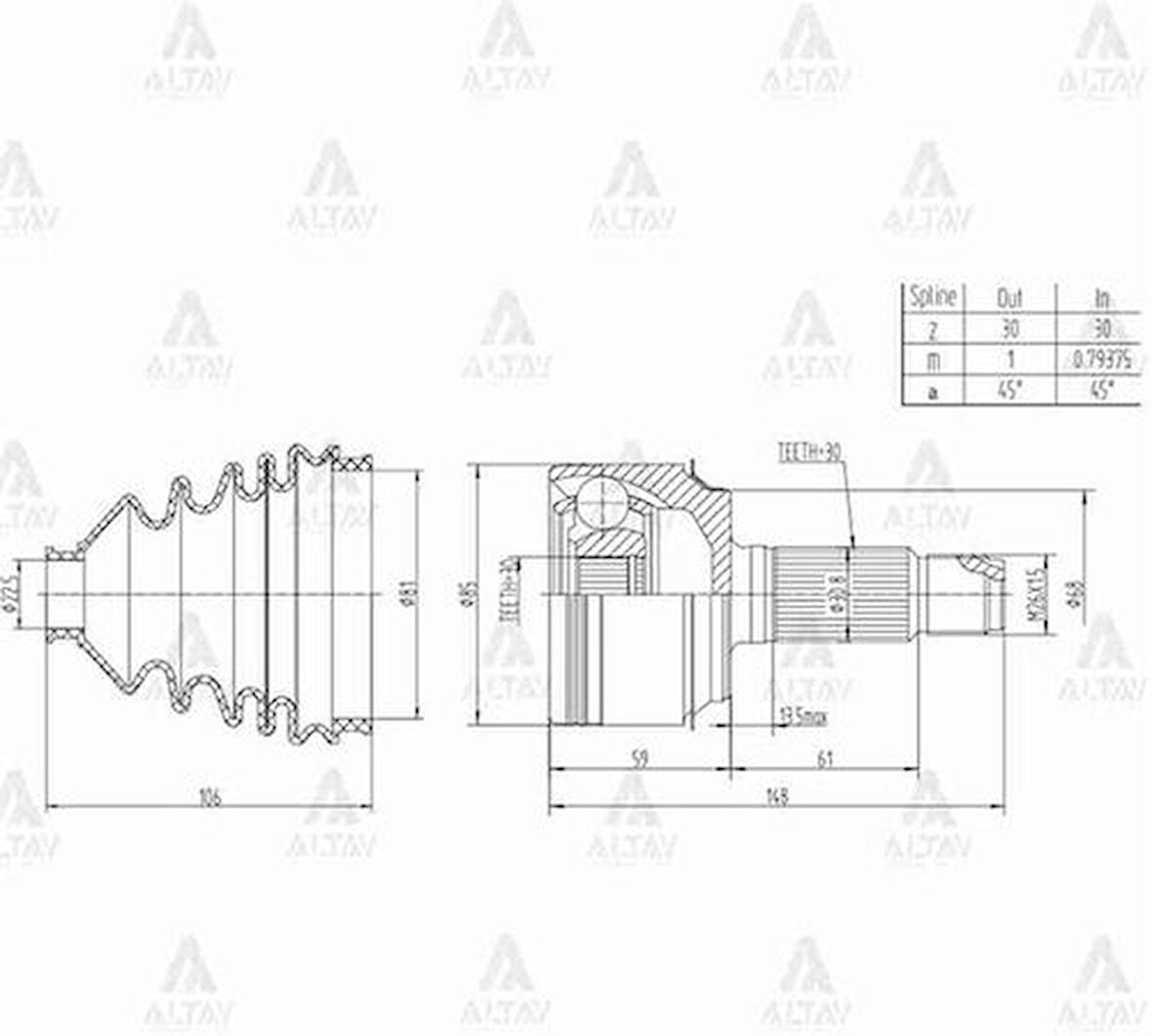 Maher 01733 Aks Kafası Diş Accord 08 CRV 06 2.0 K20 30X30X68 44306TA2J00