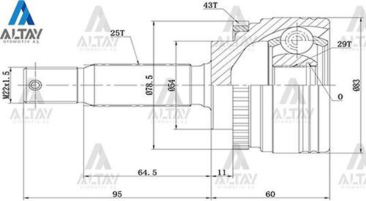 Maher 01744 Aks Kafası Diş Carisma 96-00 ABS'li 25X29X54 MR110031