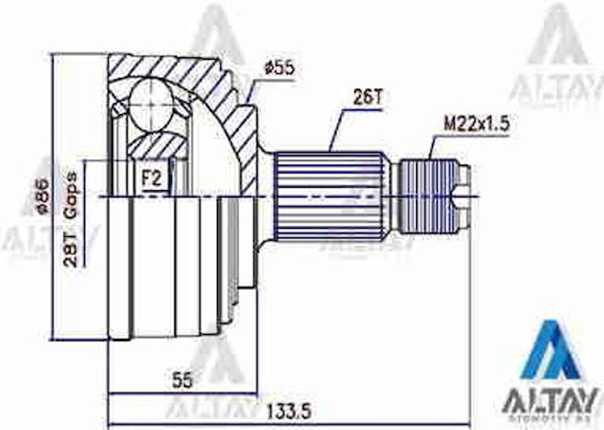 Maher 01751 Aks Kafası Diş Civic 96-00 ABS'li 26X55X28 44014S04N02