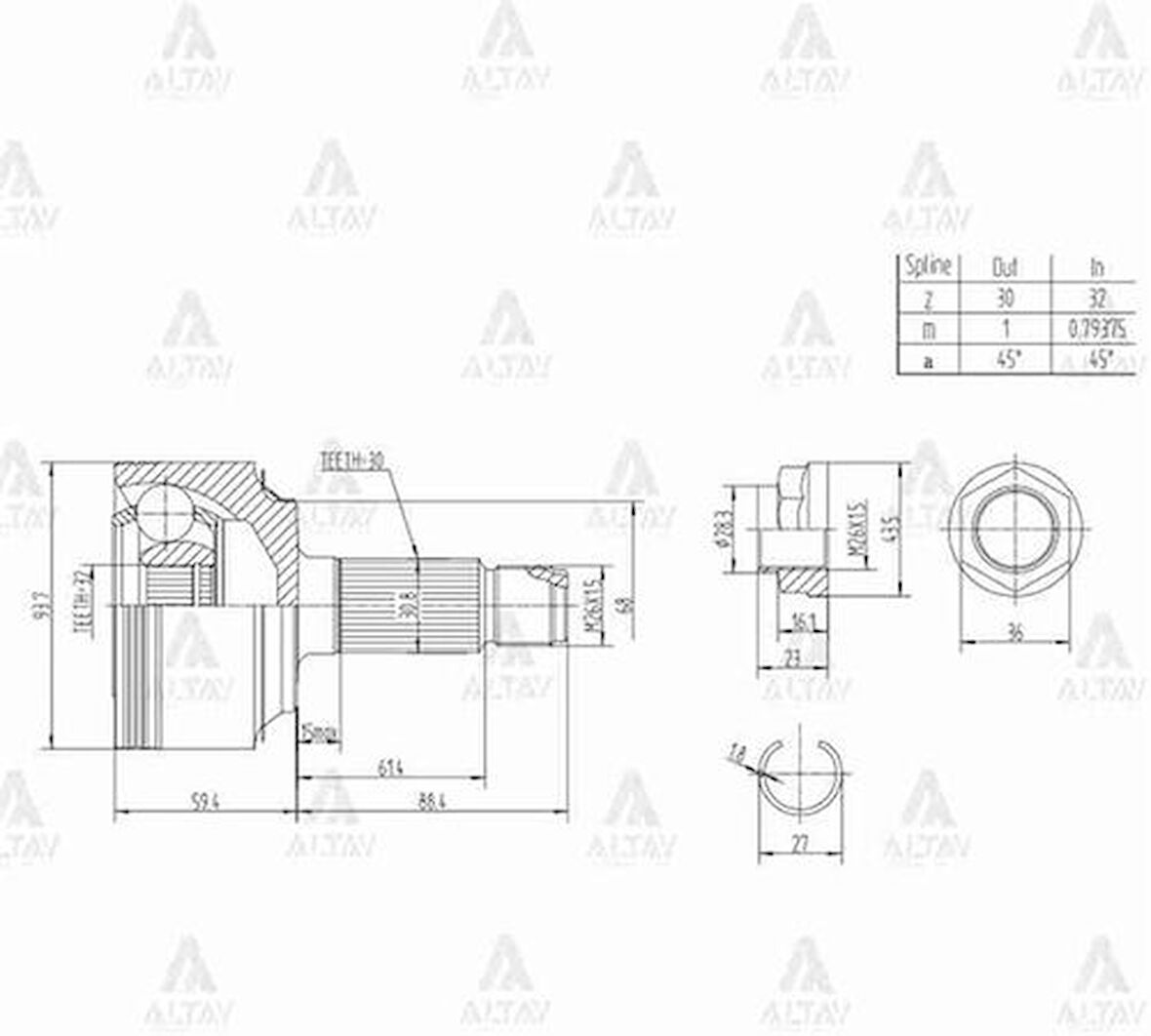 Maher 01768 Aks Kafası Diş CRV 06 Benzinli 30X32X68 44014TA0A50