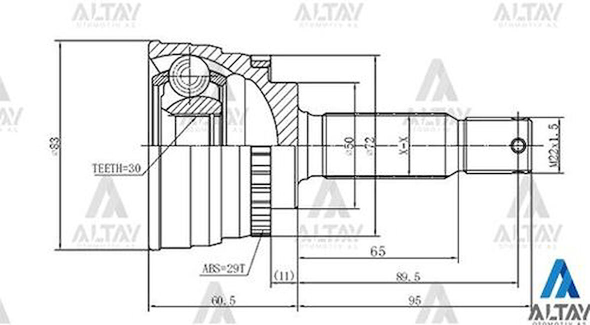 Maher 01770 Aks Kafası Diş Elantra 90-00 Sol Elantra 00 ABS'li 25X50X30 4950829C00