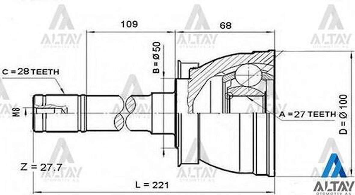 Maher 01791 Aks Kafası Diş Pickup D22 4x4 28X27X50 3921158G00