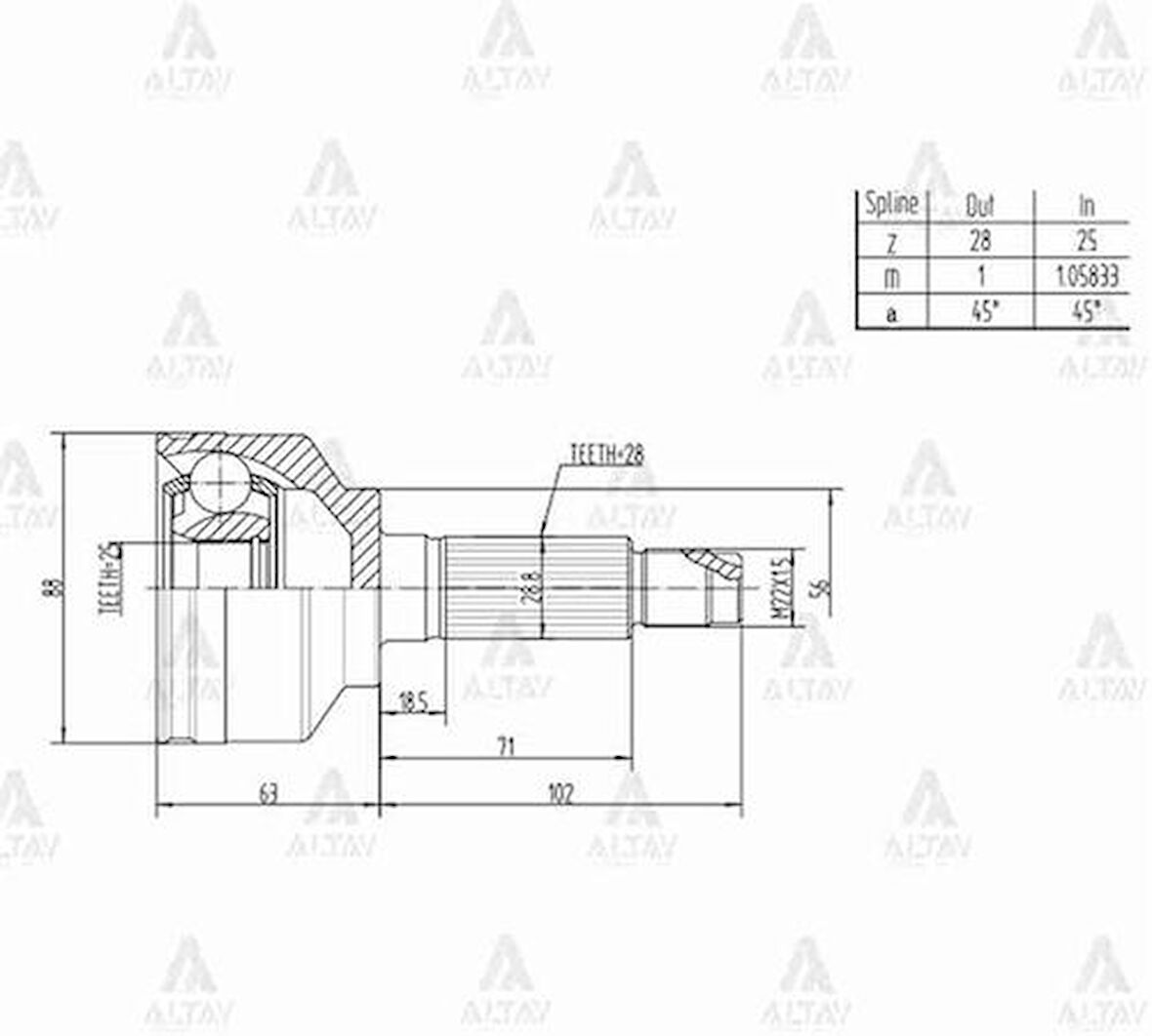Maher 01804 Aks Kafası Diş Sorento 02-09 2.5 CRDI 28X25X56 4959130