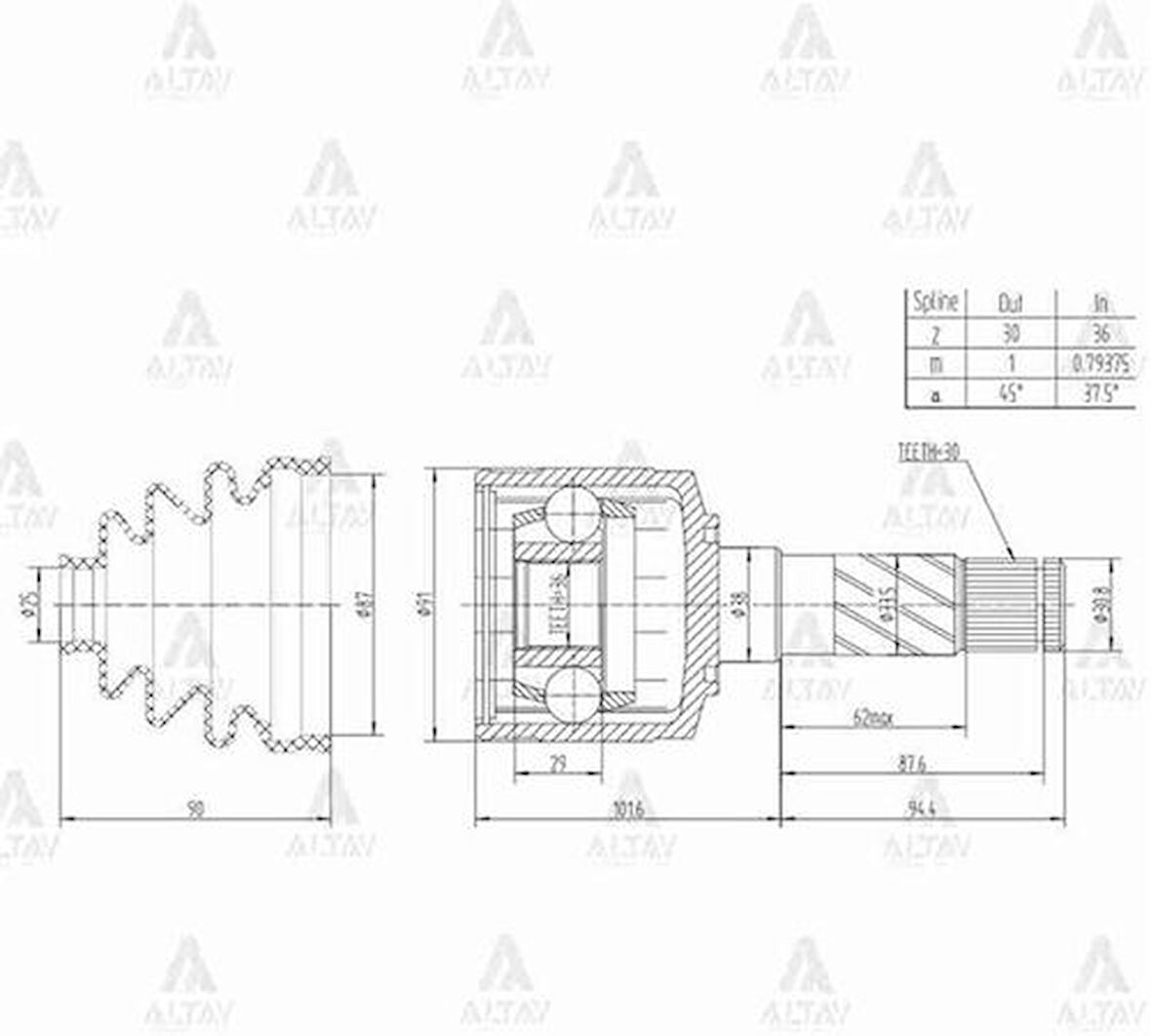 Maher 01831 Aks Kafası İç B-2500 Ranger Sağ 30X36X38 6M343B414AB