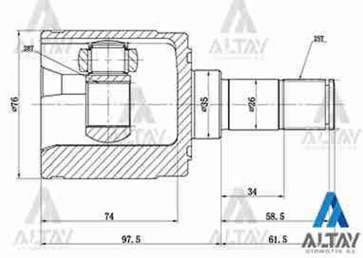 Maher 01835 Aks Kafası İç City 05-08 Civic 01-06 Civic 06-12 Otomatik-Manuel Jazz 02-08 Sol 25X28X35X26X159,5mm 44310S5A300