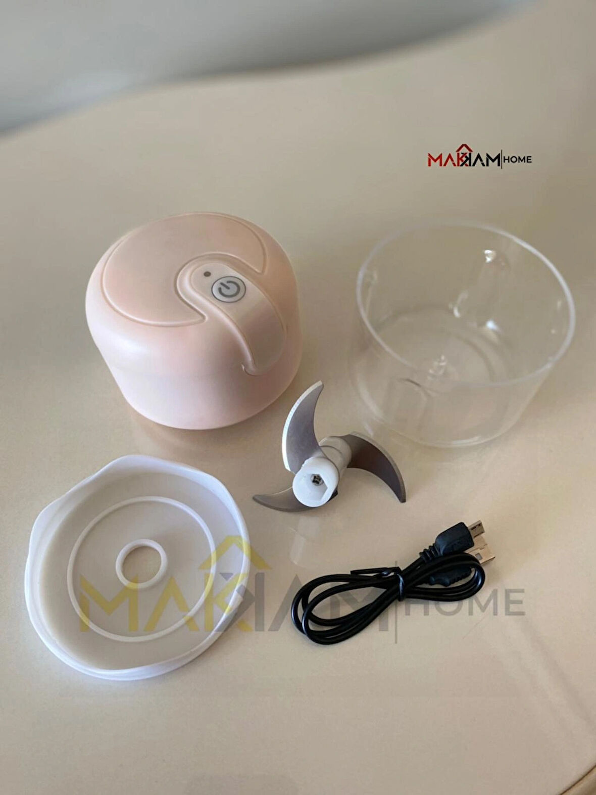 Makkam Home 3 Bıçaklı Elektirikli Pembe Rondo, Şarjlı Doğrayıcı