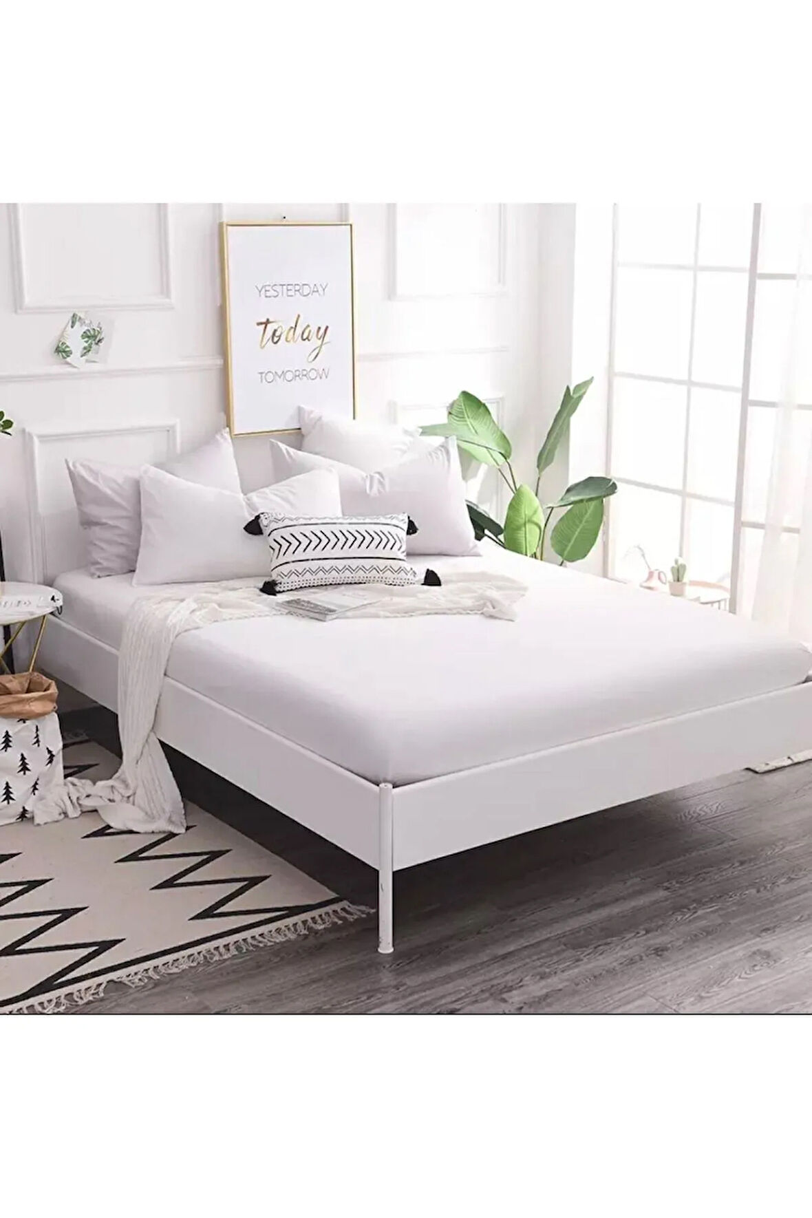 Pamuklu Havlu Kumaş Çift Kişilik Lastikli Çarşaf (Çift / Battal Beden)