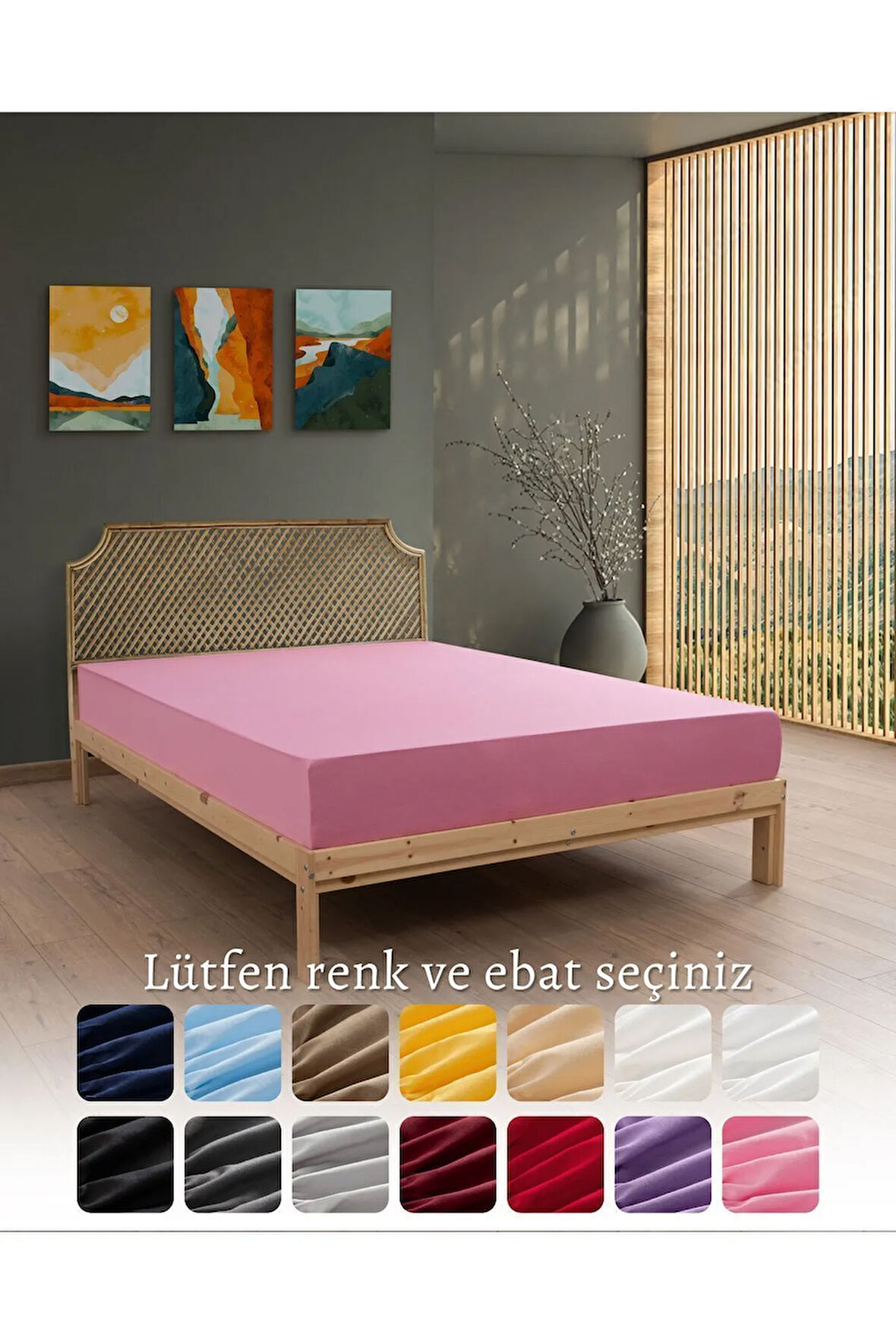 Pembe Renkli %100 Pamuklu Penye Kumaşından Çift Kişilik Lastikli Çarşaf (7 FARKLI EBAT)