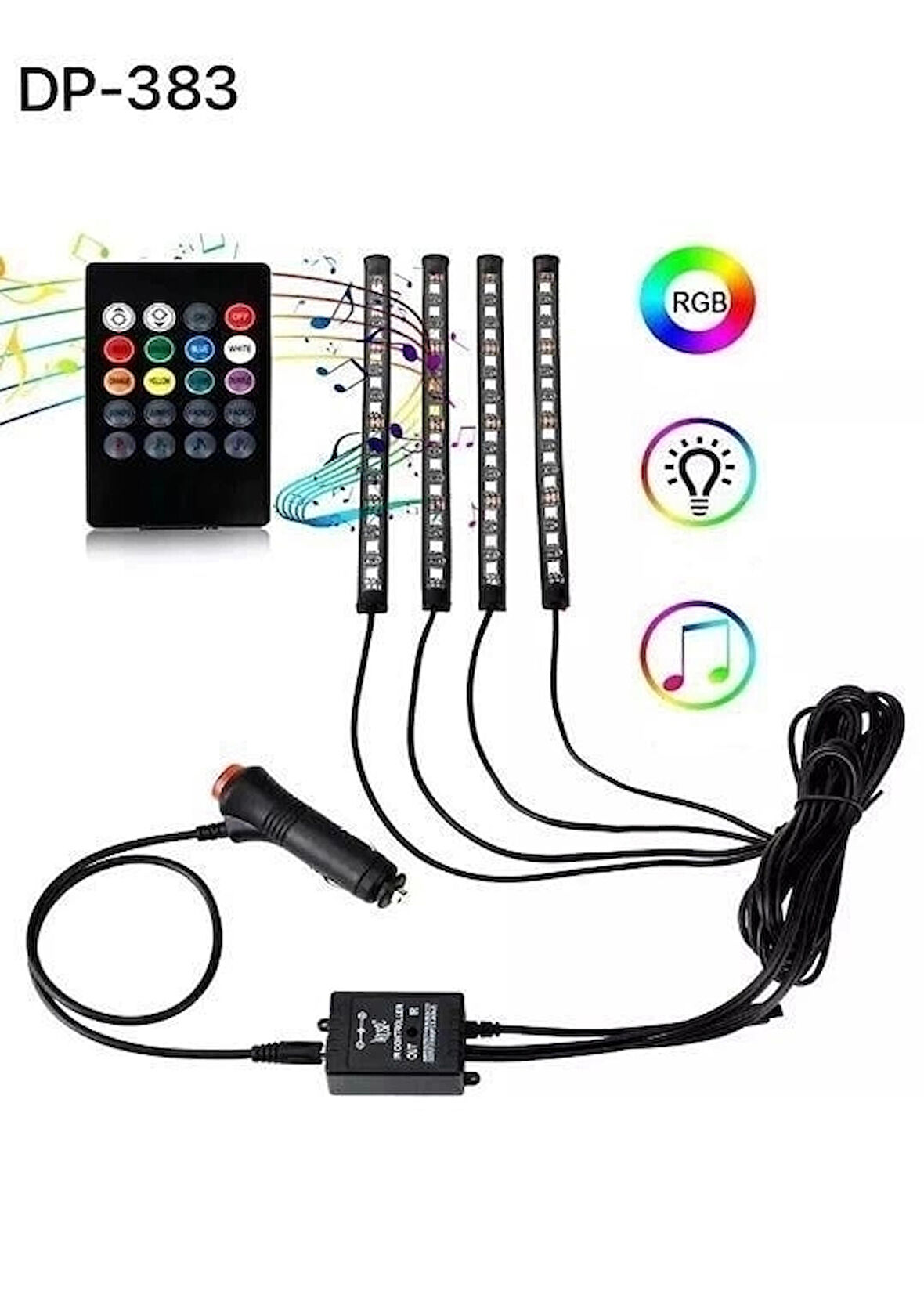 Araç İçi Ayak Altı Ses Duyarlı Şerit Led 4lü Set