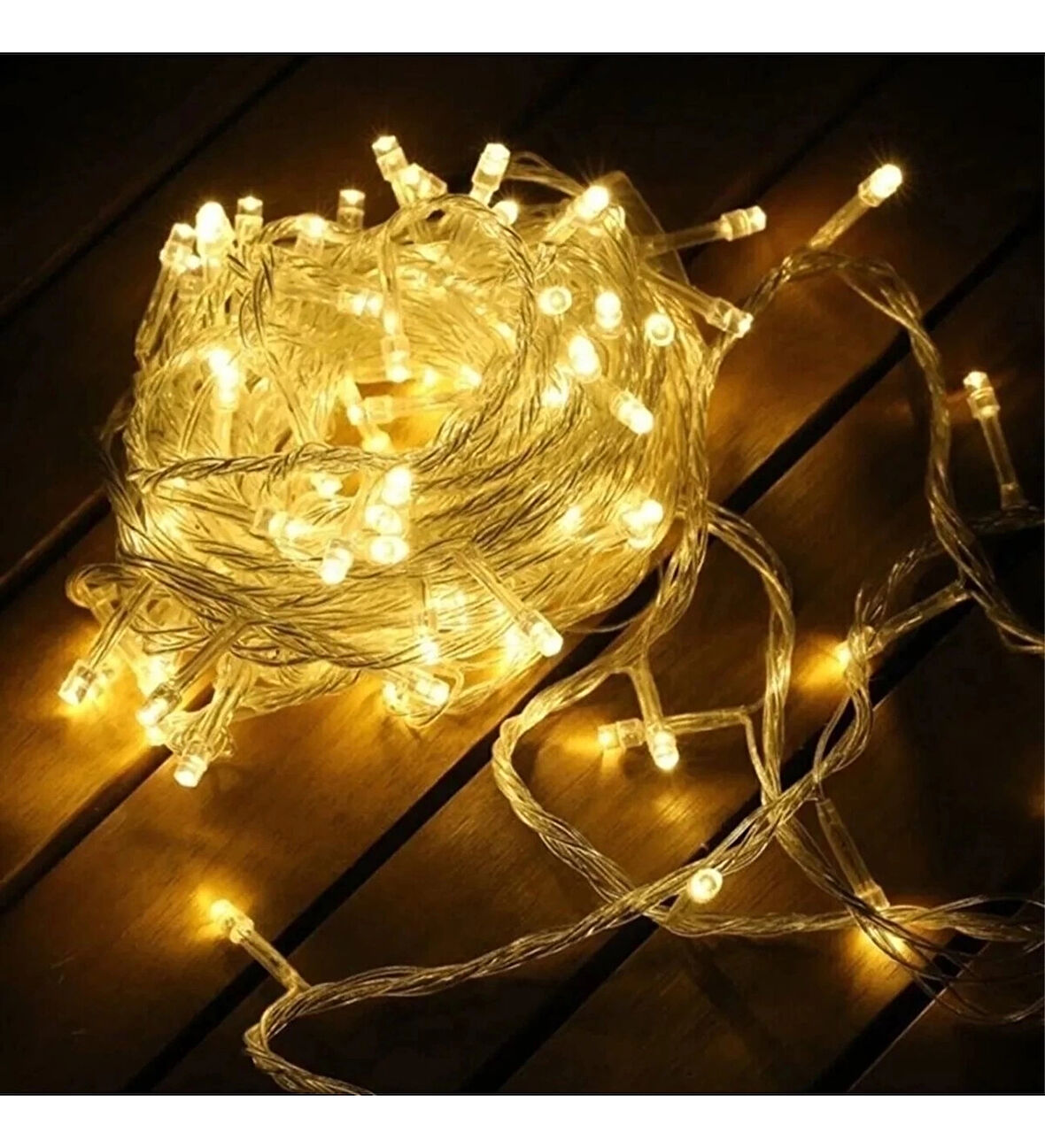 CEYLAN ADAM Yılbaşı Aydınlatması 100 Led Perde Hortum Sıcak Beyaz Işık - 10 Metre Dekoratif Şeffaf Kablolu Süs