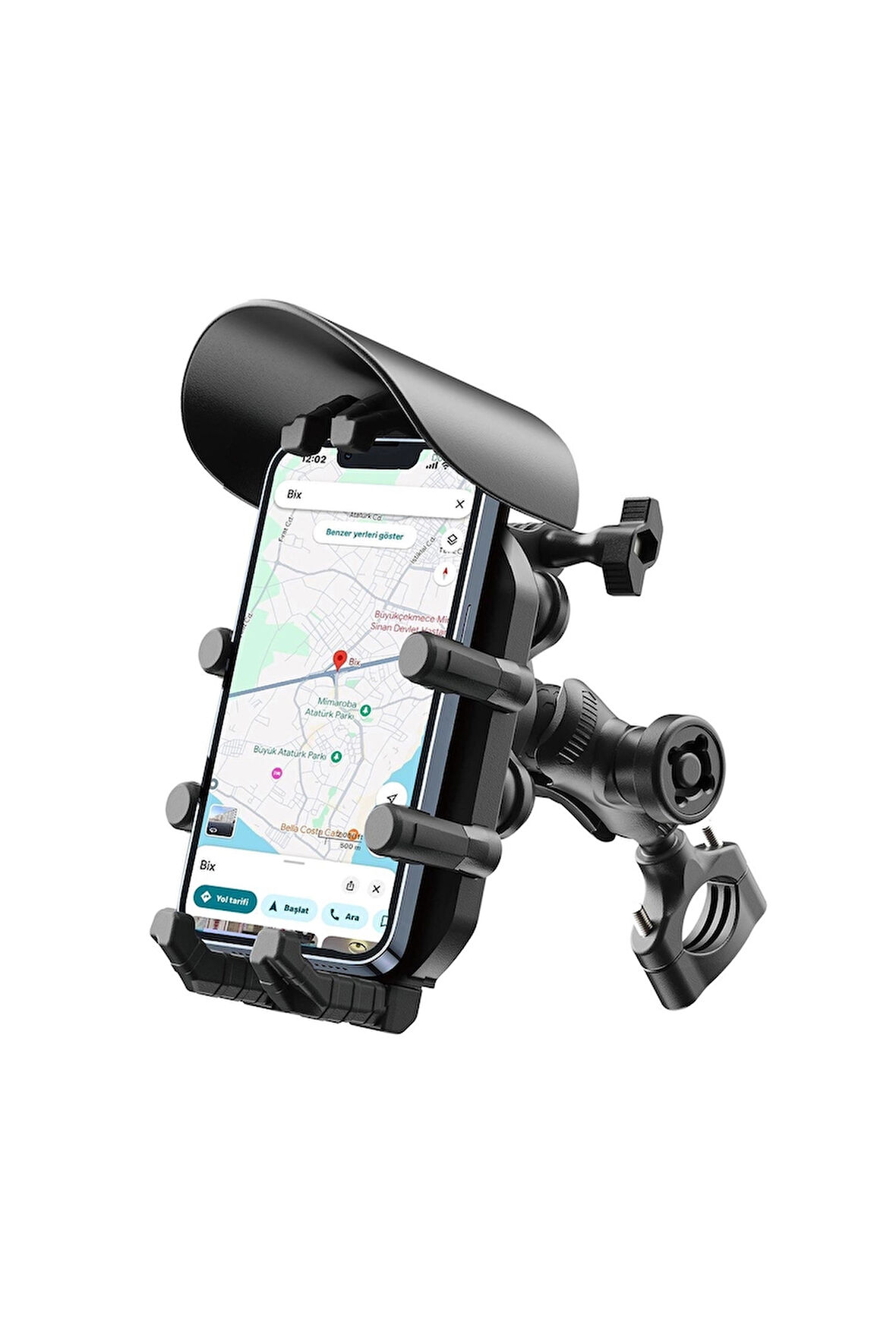 CEYLAN ADAM Gidon Bağlantılı Güneş Ve Yağmur Korumalı 360° Derece Ayarlanabilir Motosiklet Bisiklet Telefon Tutucu