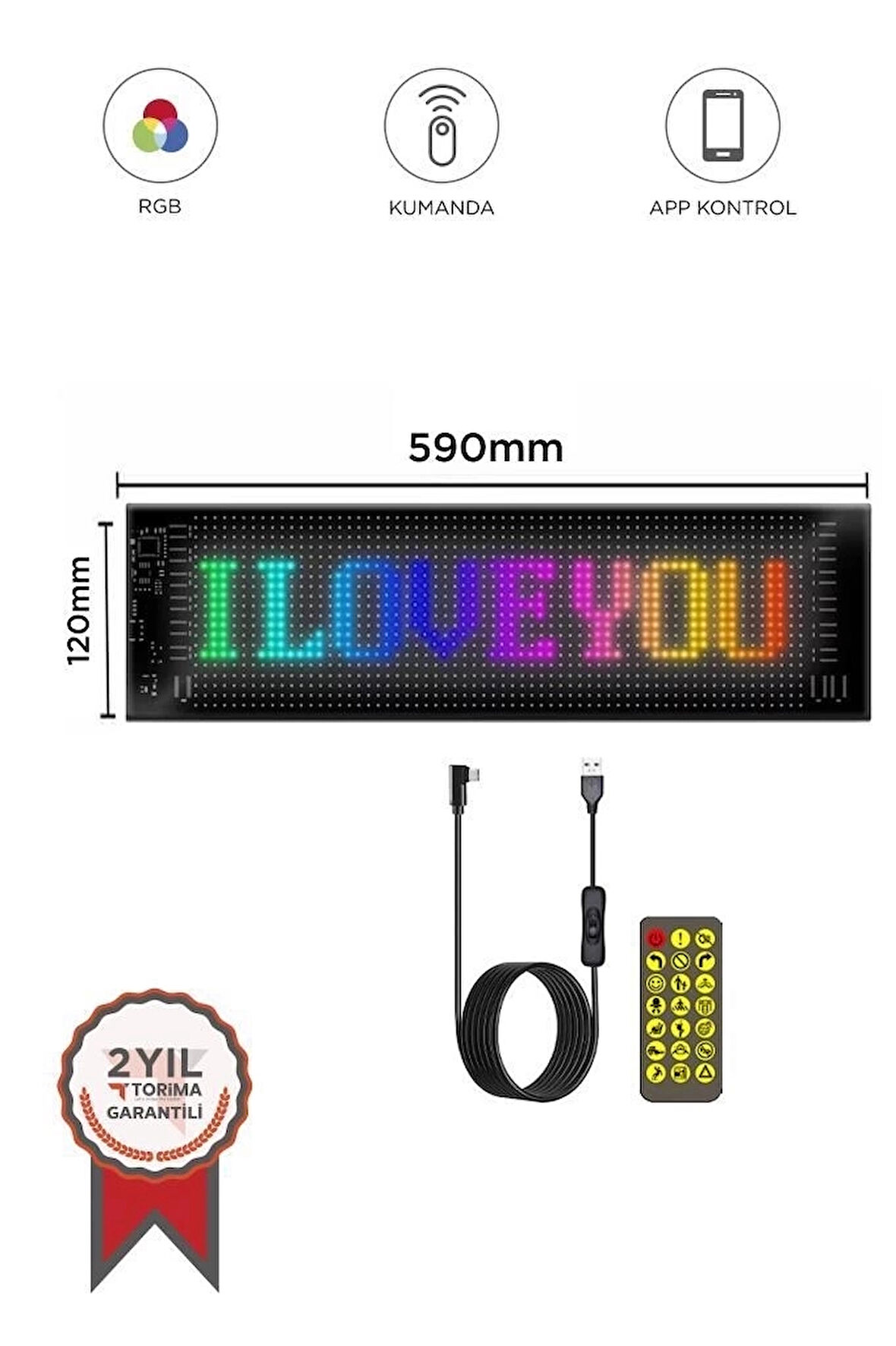 CEYLAN ADAM Rp1259 Led Matrix Panel 16x96cm Telefon Kontrollü Kayar Led Animasyon Aydınlatma