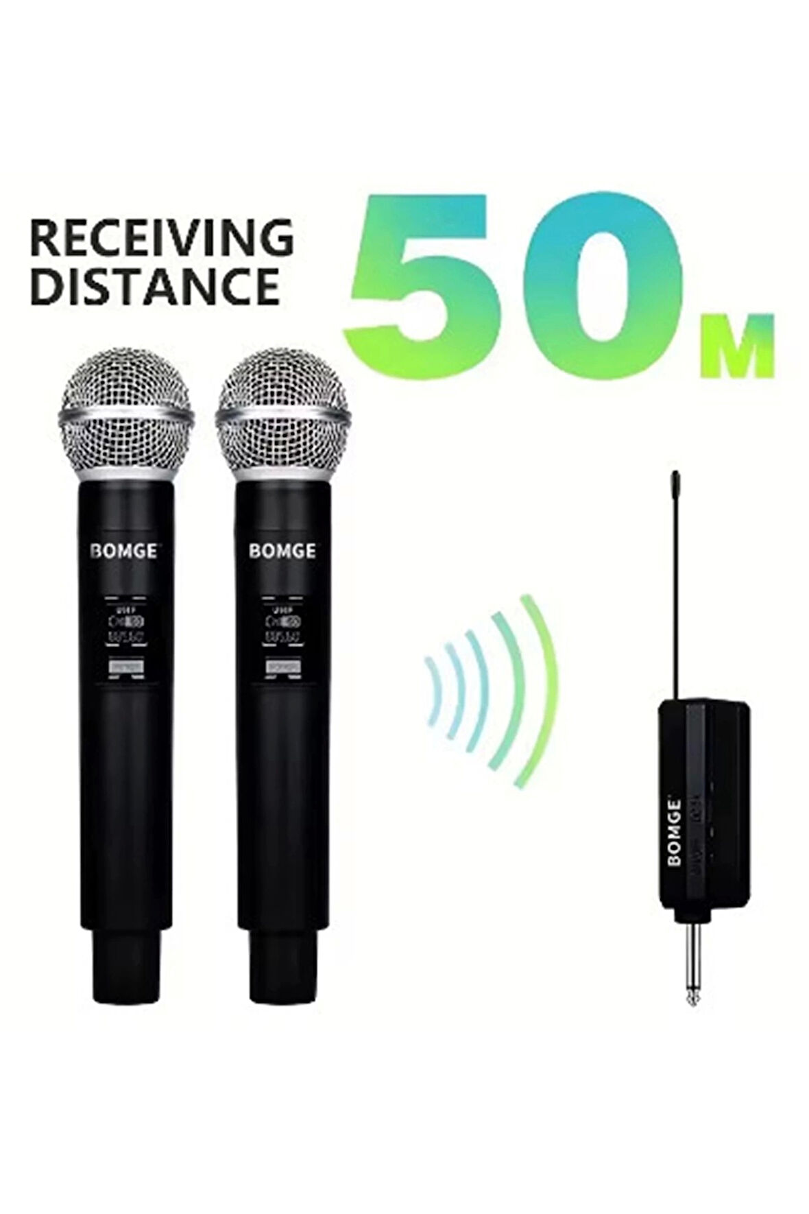 CEYLAN ADAM Profesyonel Çiftli Kablosuz Mikrofon Seti Karaoke Şarj Edilebilir 50 Metre Mesafe