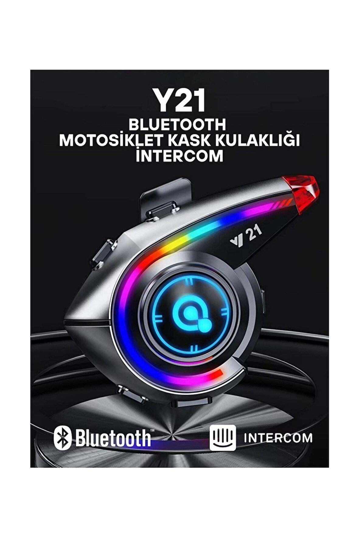 CEYLAN ADAM Y21 Rgb Işık Efektli Intercom Bluetooth Motosiklet Kask Kulaklığı Intercom Kulaklık