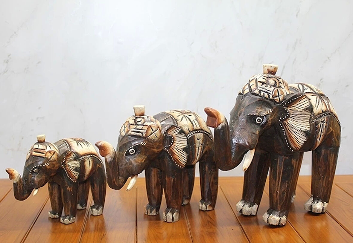 CEYLAN ADAM Ahşap 3'lü Fil Seti Okas:12