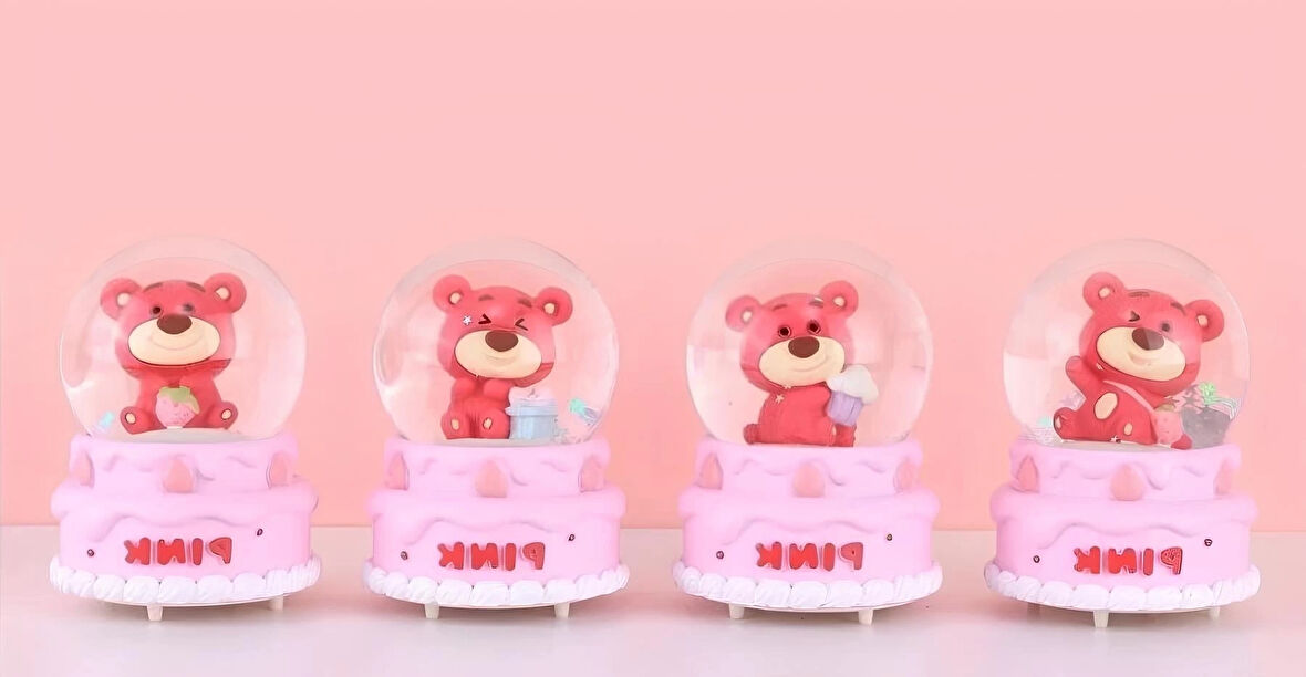 Ayıcıklı Işıklı Kar Küresi 7 Cm Alk3102