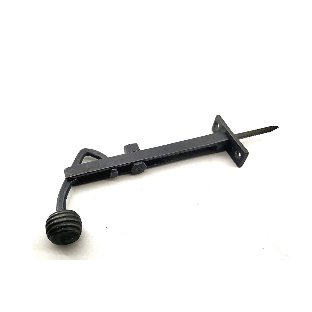 Antika Tarz Dekoratif Pirinç Ayarlı Panjur Stoperi - 150x55 Mm, Oksit