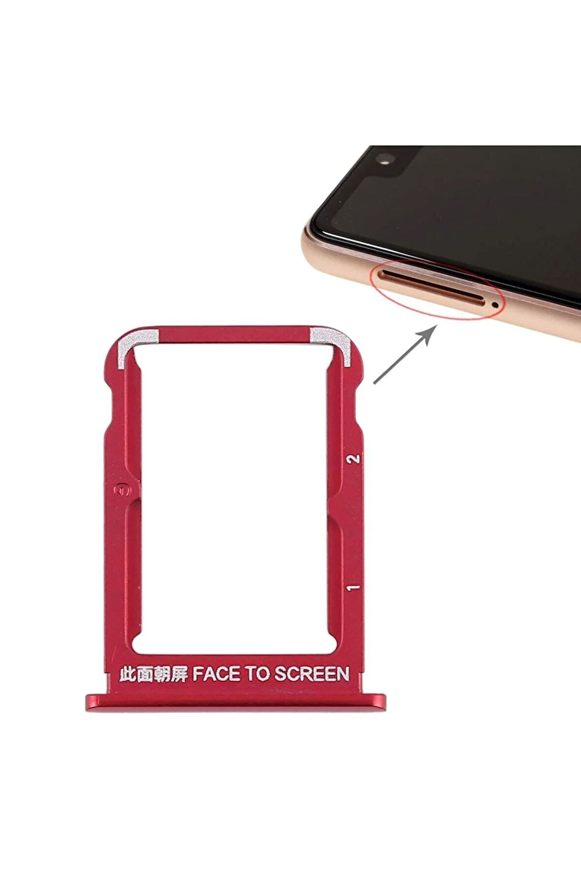 Xiaomi Mİ 8 SE Uyumlu Sim Tray Kırmızı