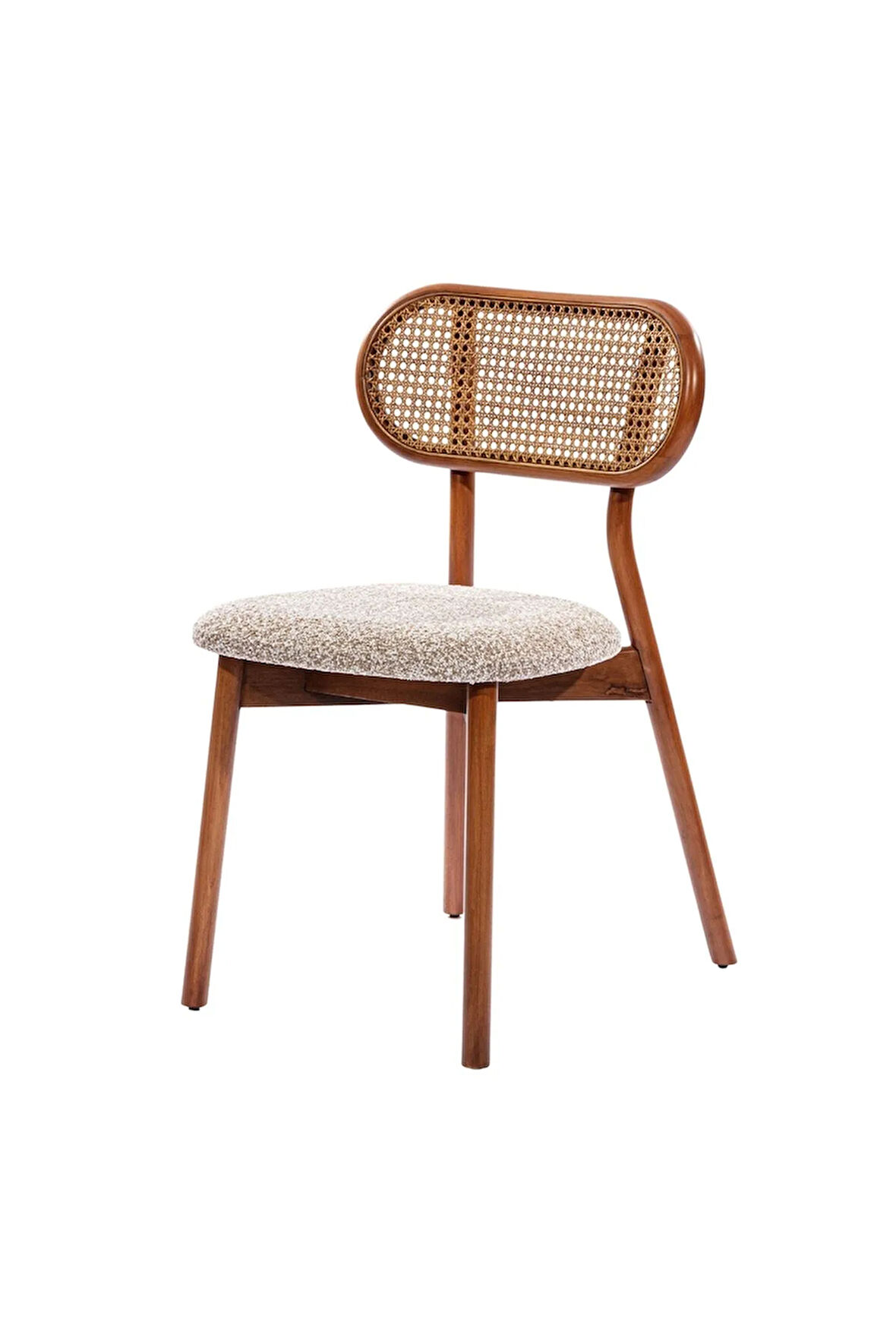Orpheus Krem Teddy Hazeranlı Ceviz Ahşap Sandalye (1 ADET)