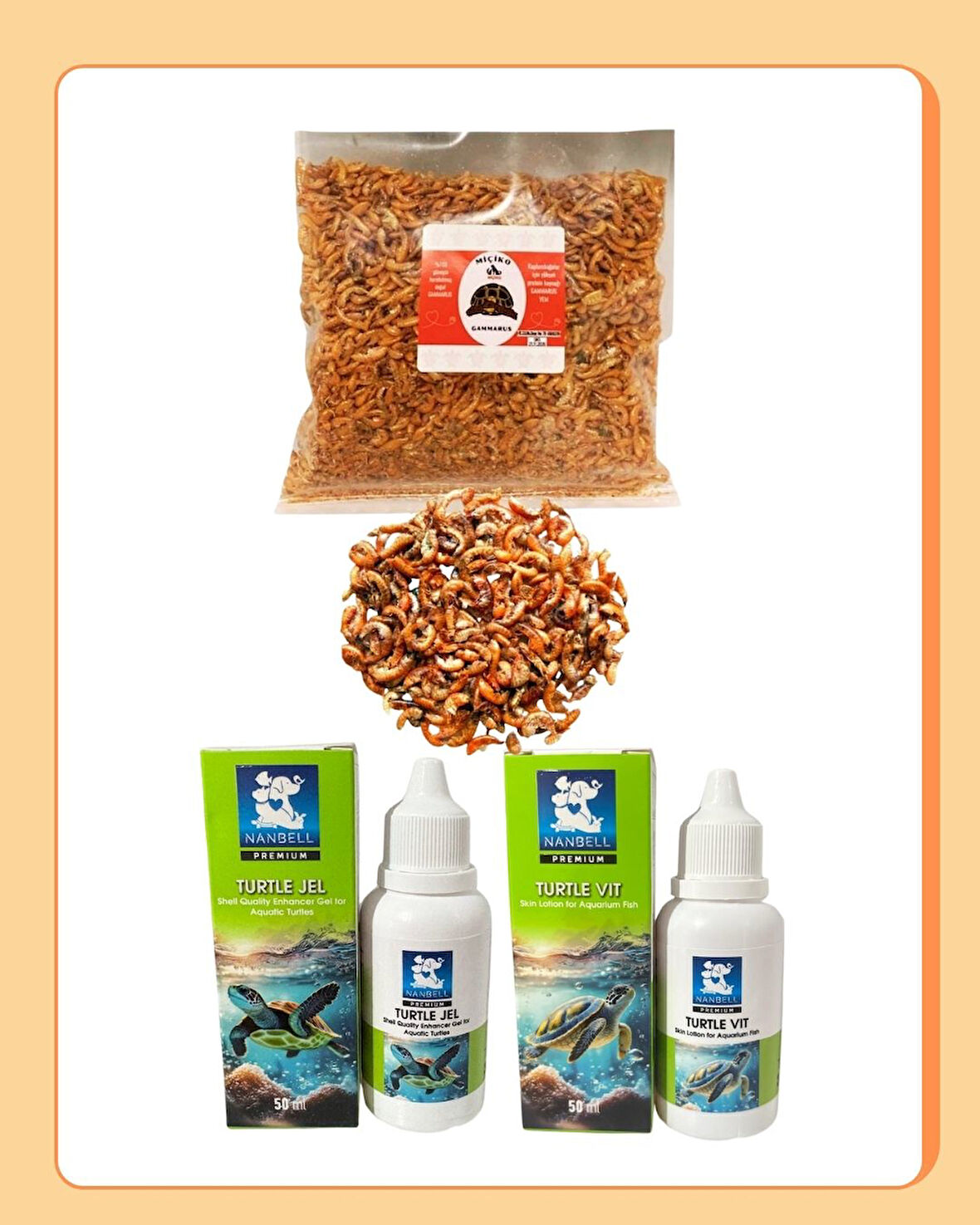 50GR Saf Gammarus + Kaplumbağa Bakım Seti